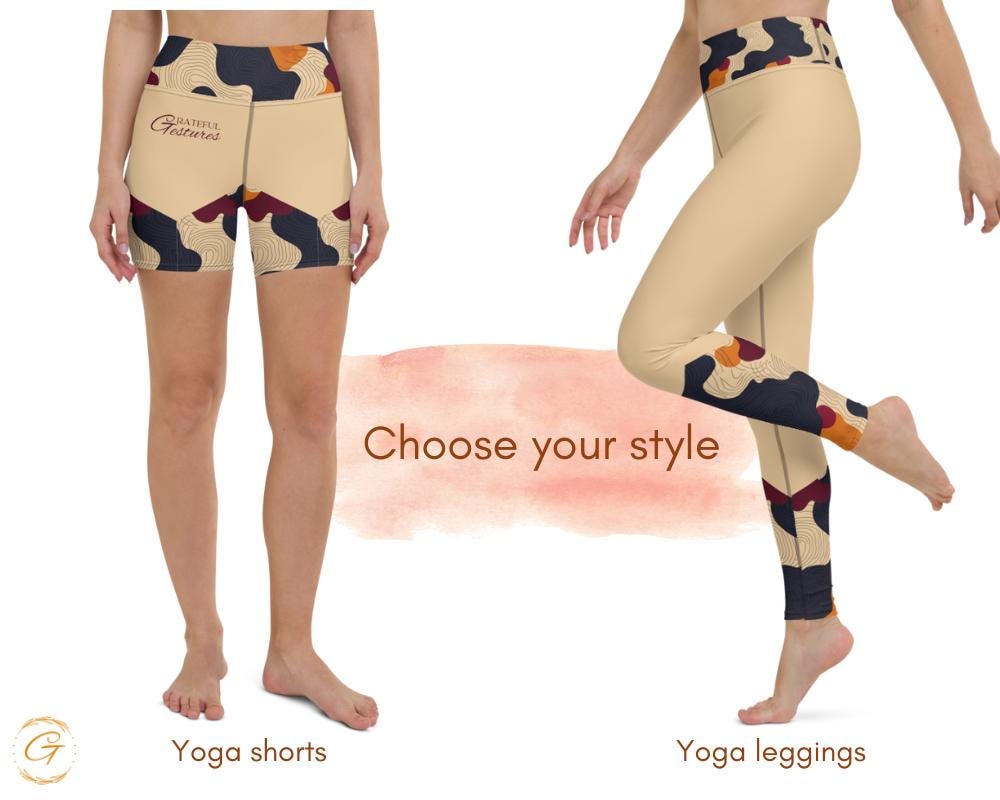 Wavy Lines AOP Yoga Leggings and Shorts – Stylish Activewear with Unique Abstract Design for Yoga, Gym, or Casual Wear, Ideal Gift for Yogis