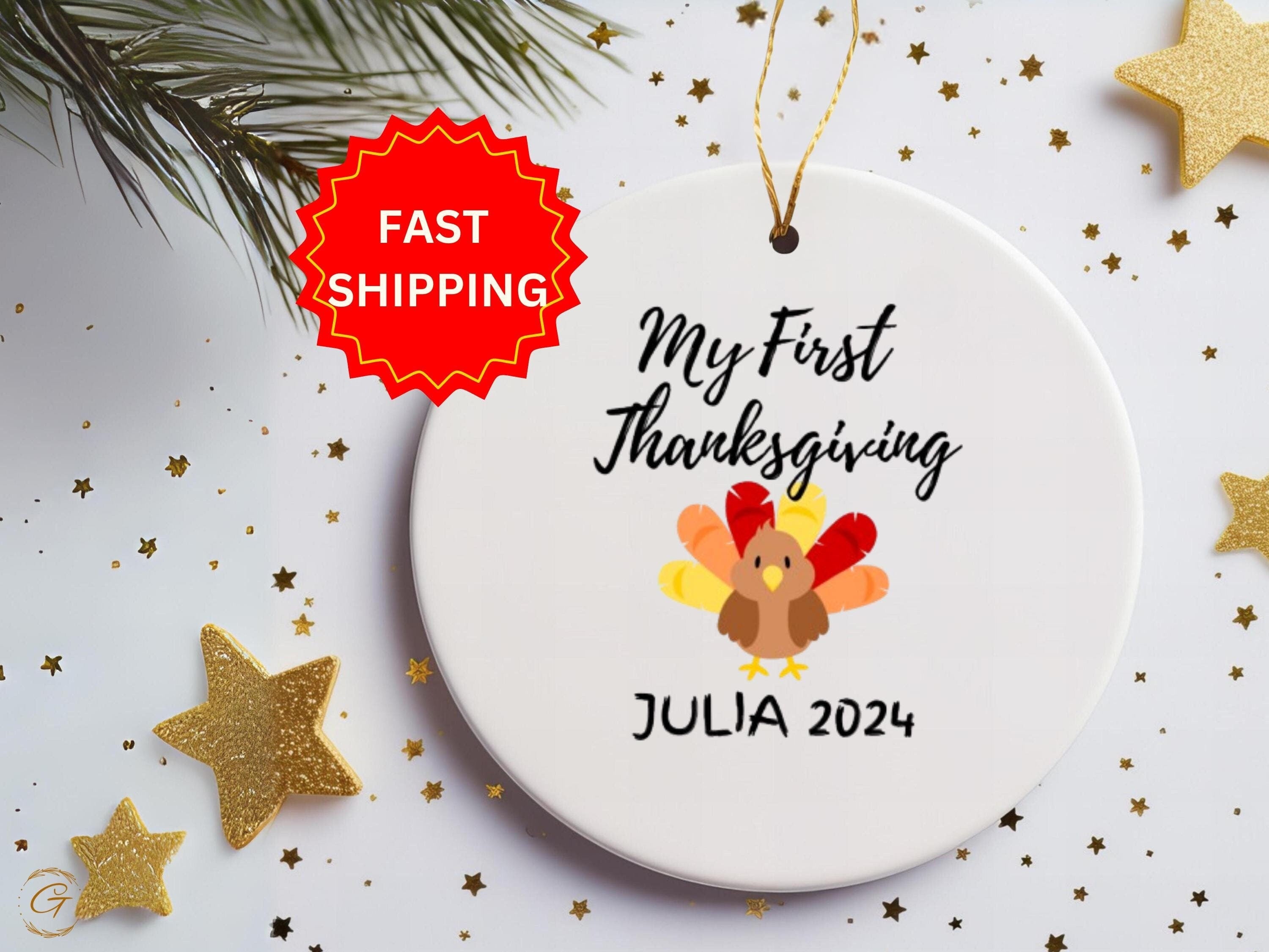 Personalized First Thanksgiving Ornament 2024, Turkey Keepsake, Babys First Holiday Decoration, Cute Fall Gift Personalized, Custom Ornament