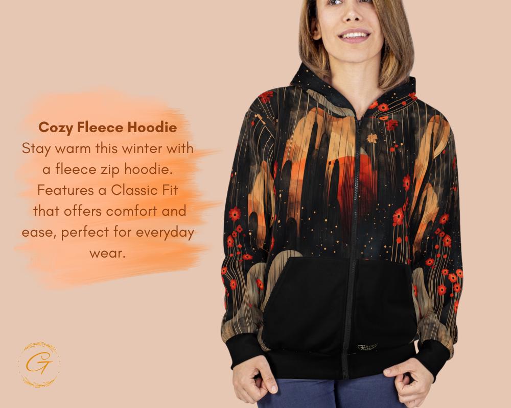 Quantum Nature Black Design Unisex Zip Hoodie All-Over Print