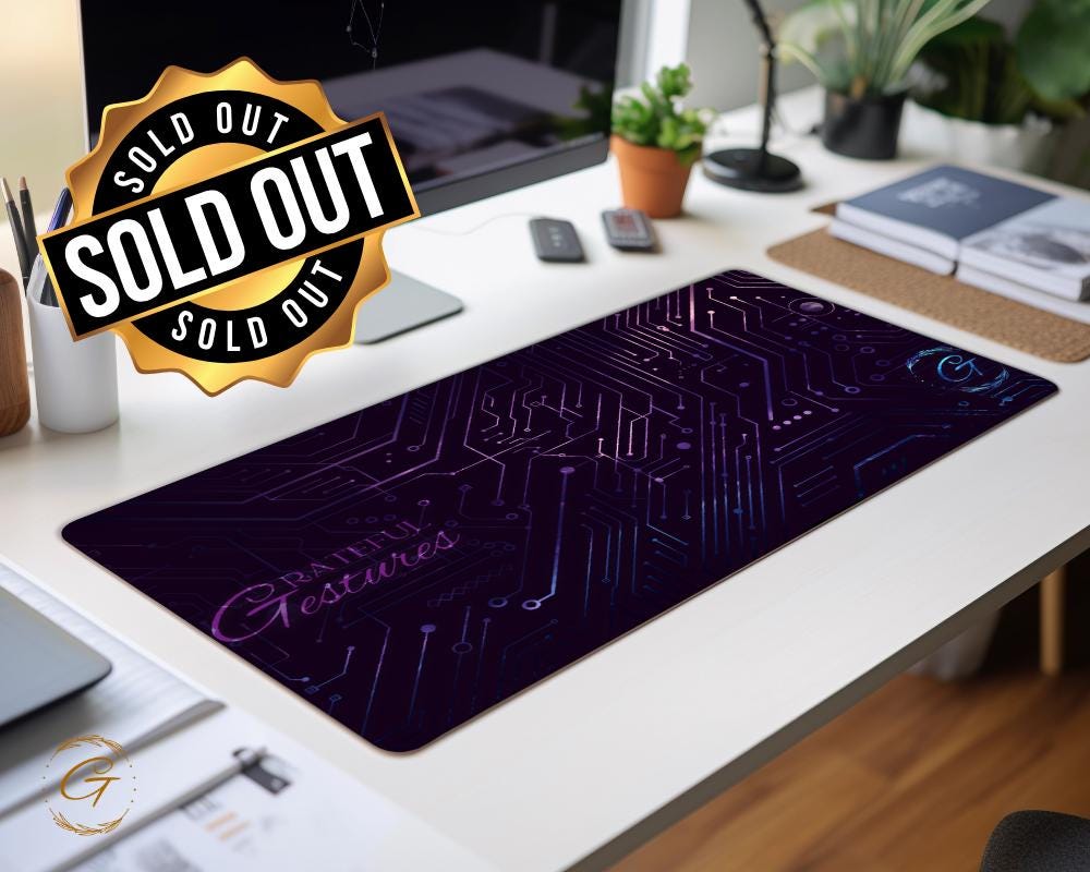 Purple Color Modern Circuit Design Gaming Mouse Pad