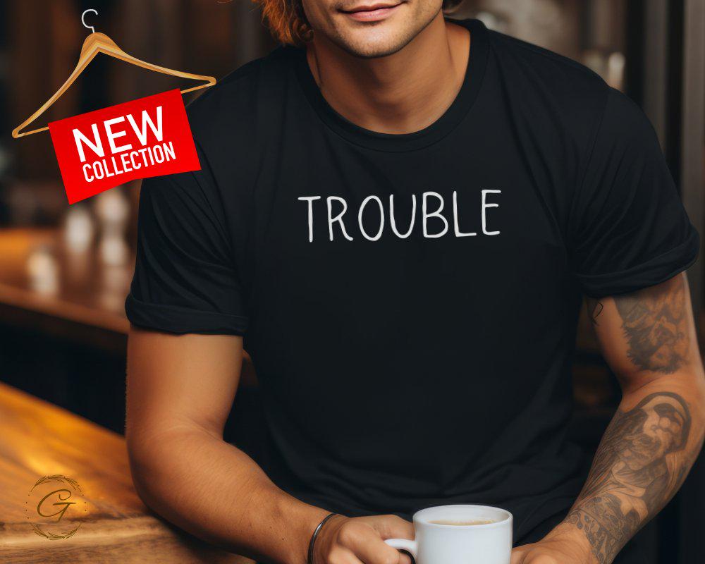 Typography Graphic T-Shirt Trouble Tee
