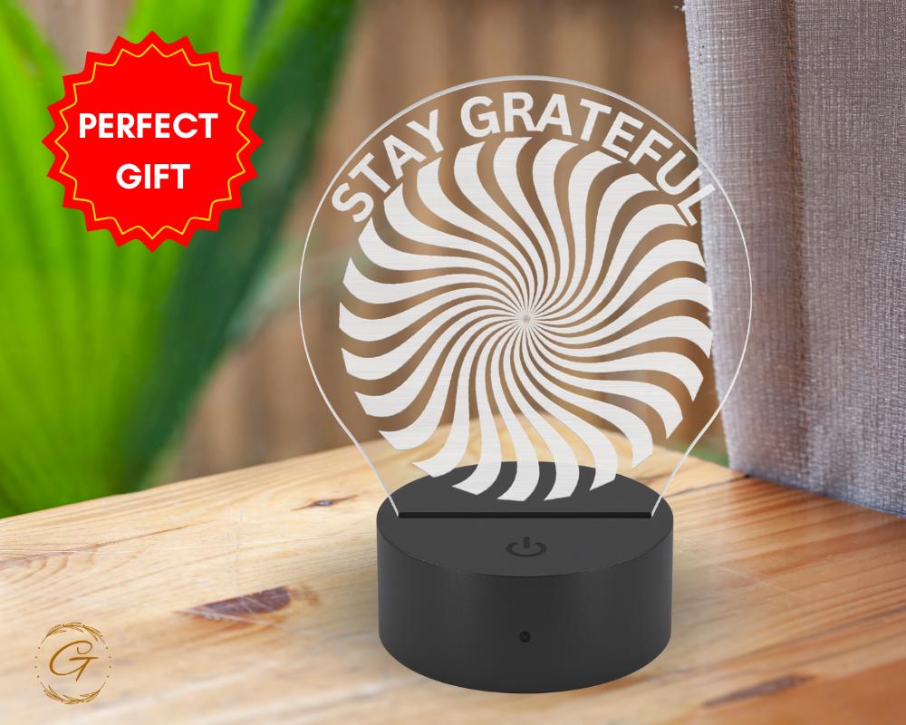 Stay Grateful Circle Acrylic LED Sign Inspirational Light Decor