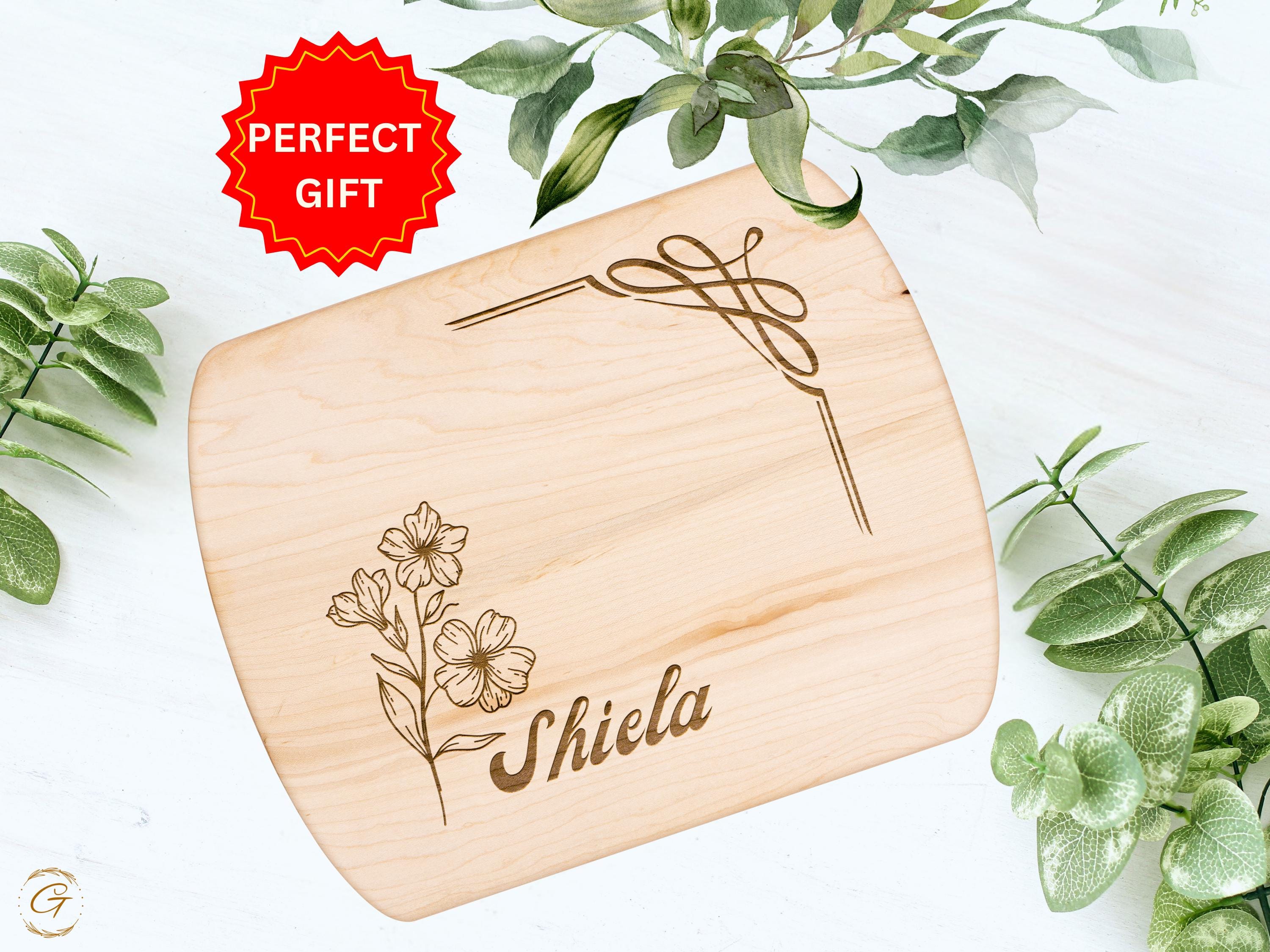 Personalized Cutting Board with Name & Primrose Flower - February Birth Month Gift