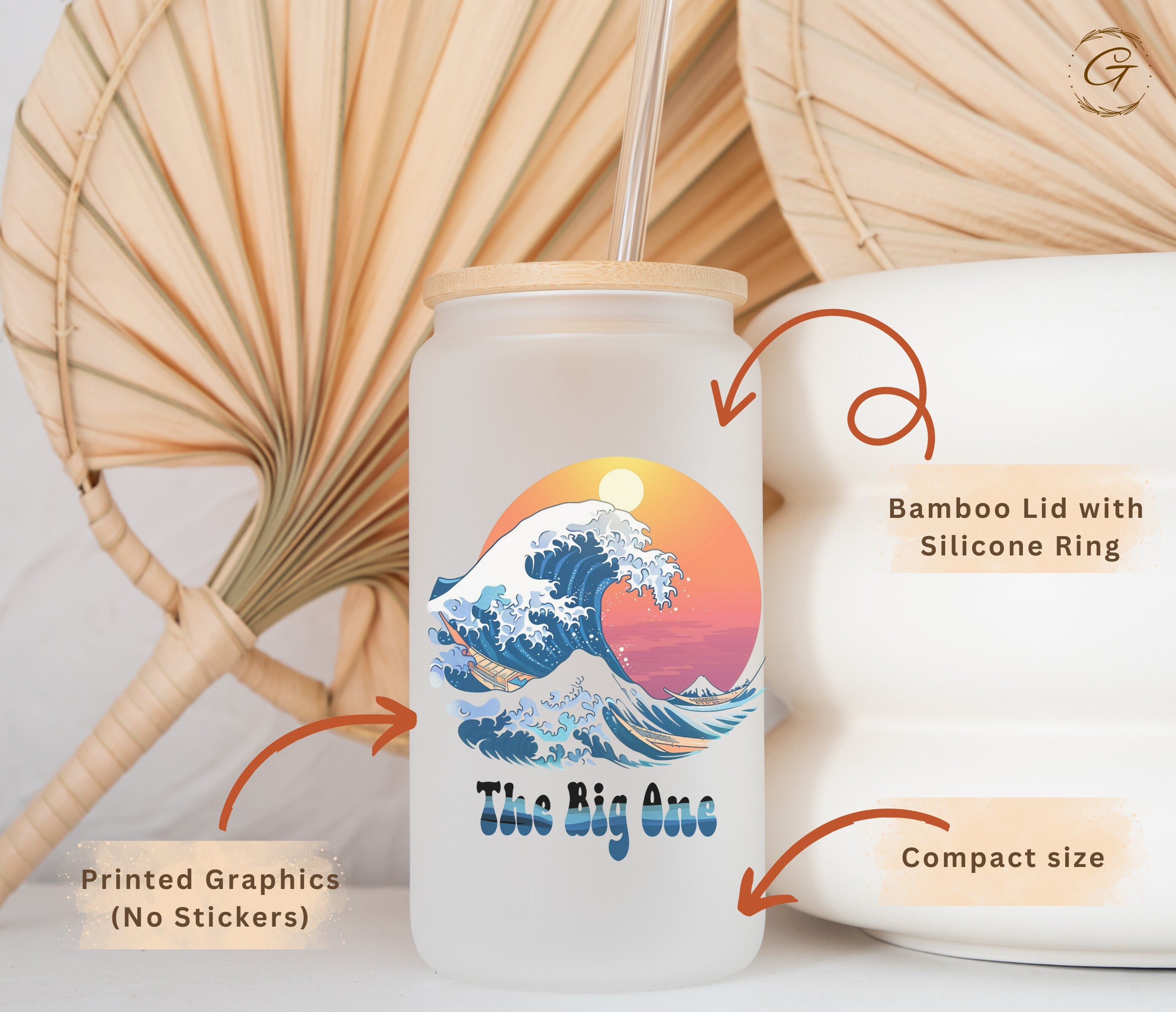 The Big One Big Wave Frosted Glass Cup