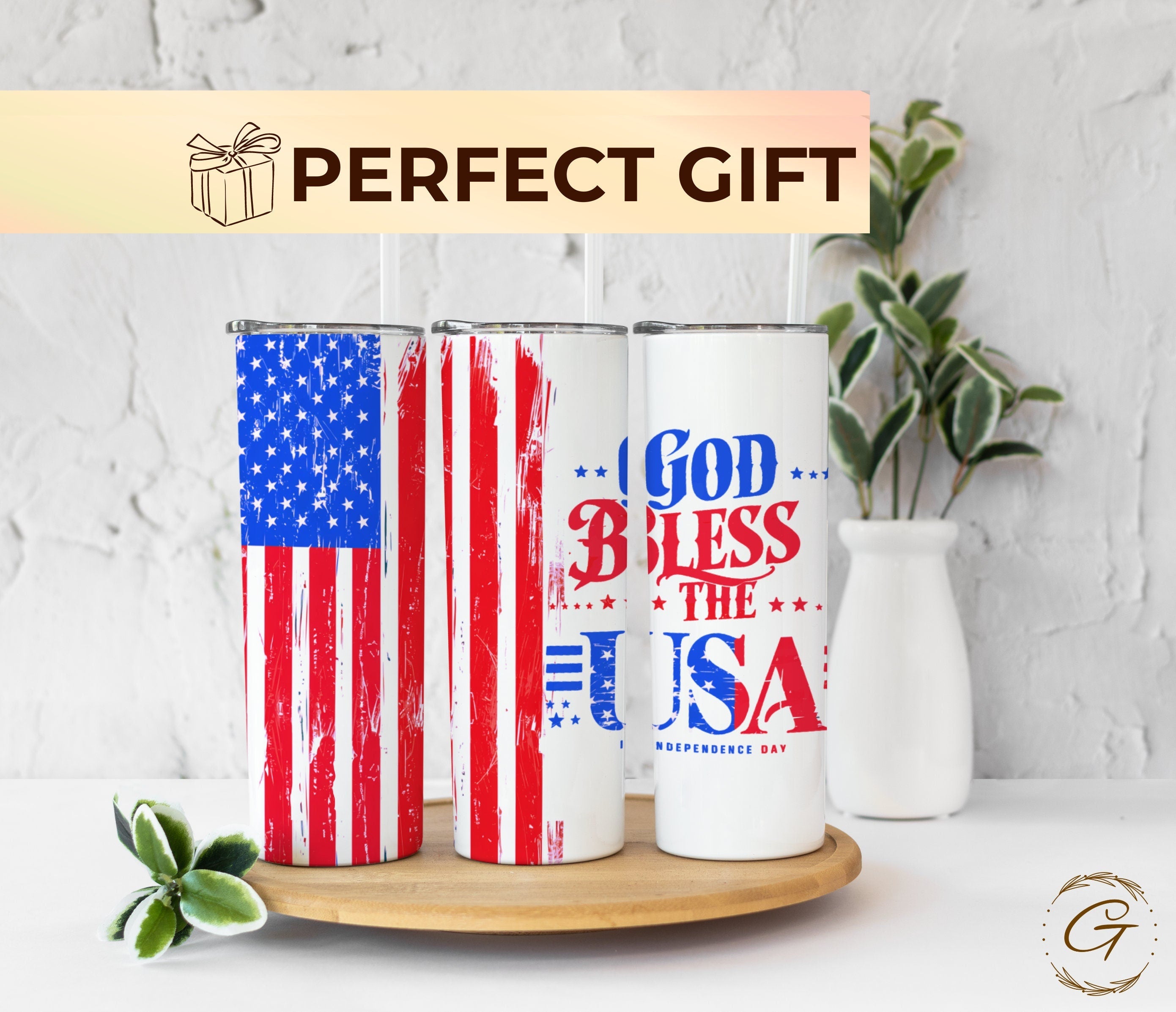 God Bless The USA 20oz Skinny Tumbler