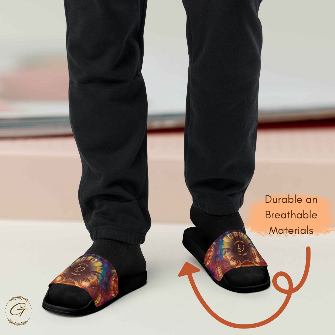 Colorful Tie Die Design Men's Slides
