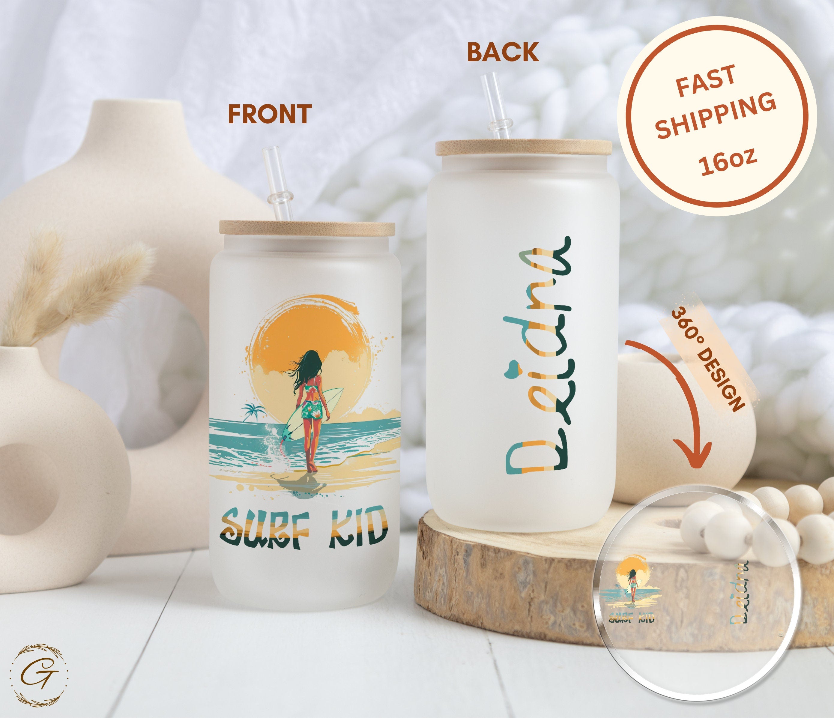 Surf Kid Frosted Glass Cup