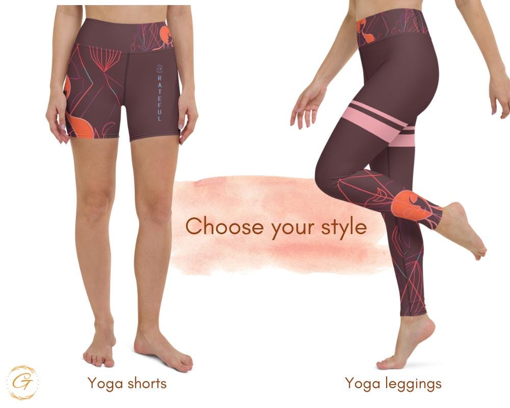 Dryad AOP Design Yoga Shorts and Leggings,  Nature-Inspired Activewear High-Waisted Stretchy Fitness Wear, Comfortable and Stylish for Women