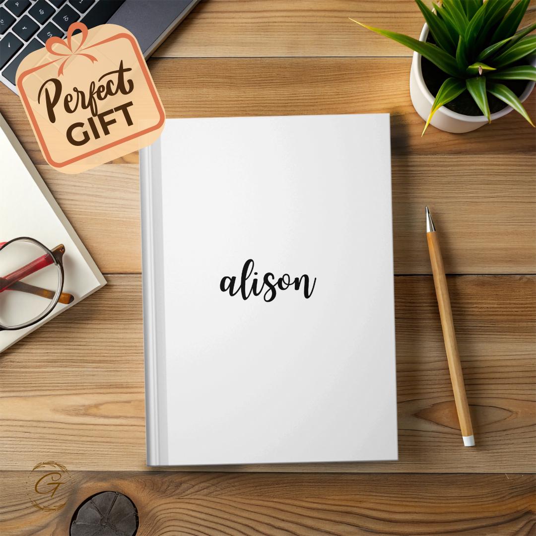 Custom Name Notebook, Minimalist Personalized Journal with Name Text