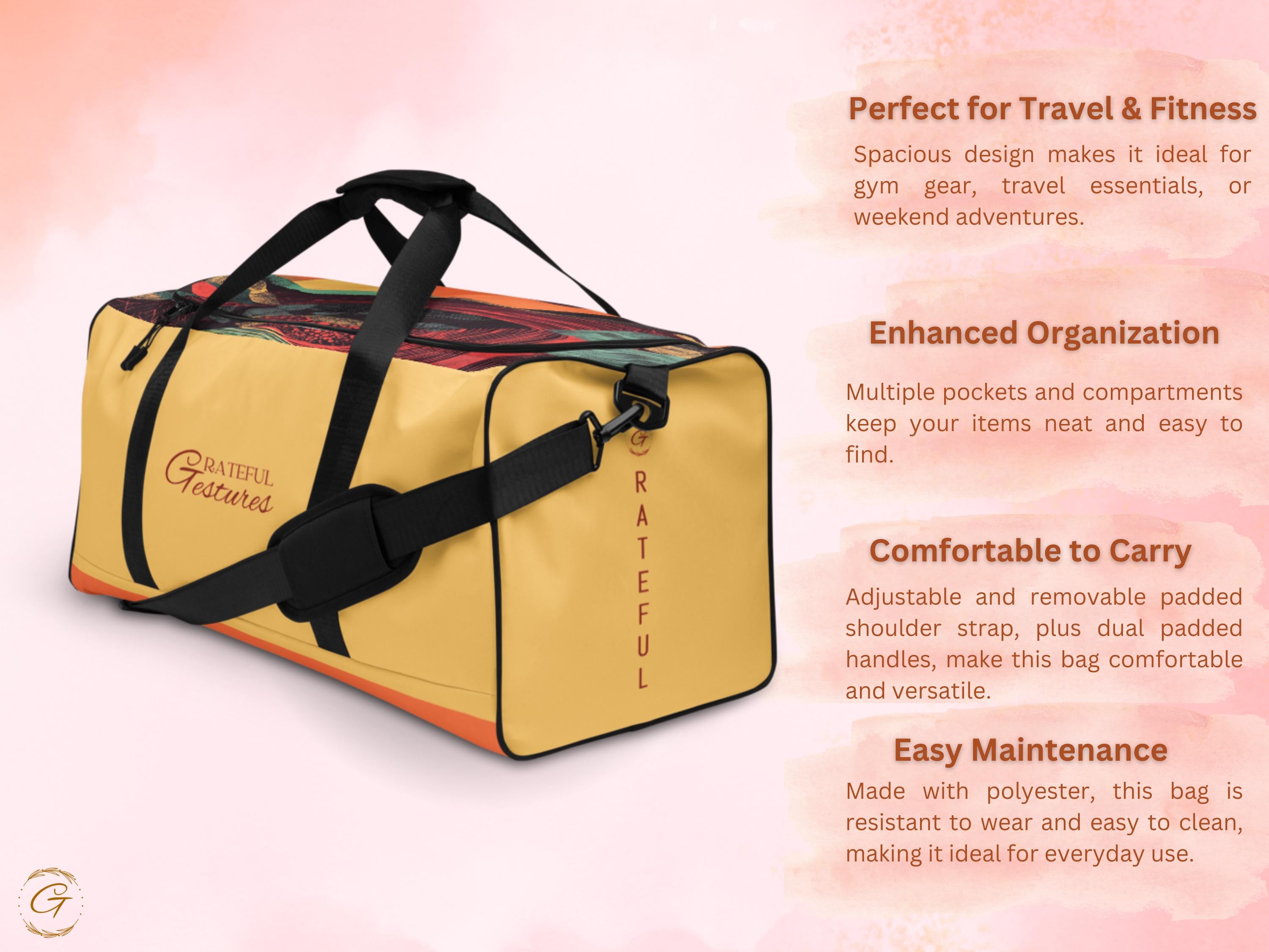 Custom AOP Mountain Abstract Duffle Bag - Durable Travel Tote, Personalized Gym Bag, Stylish Carry-On for Hikers, Outdoor Adventure Gear Bag