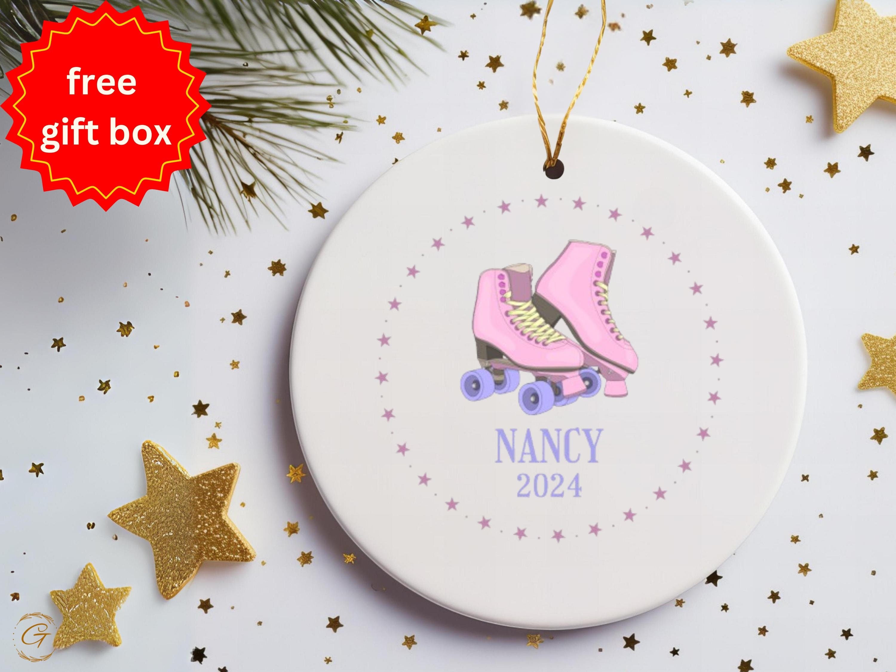 Personalized Retro Roller Skates Ornament, Custom Name Ornament