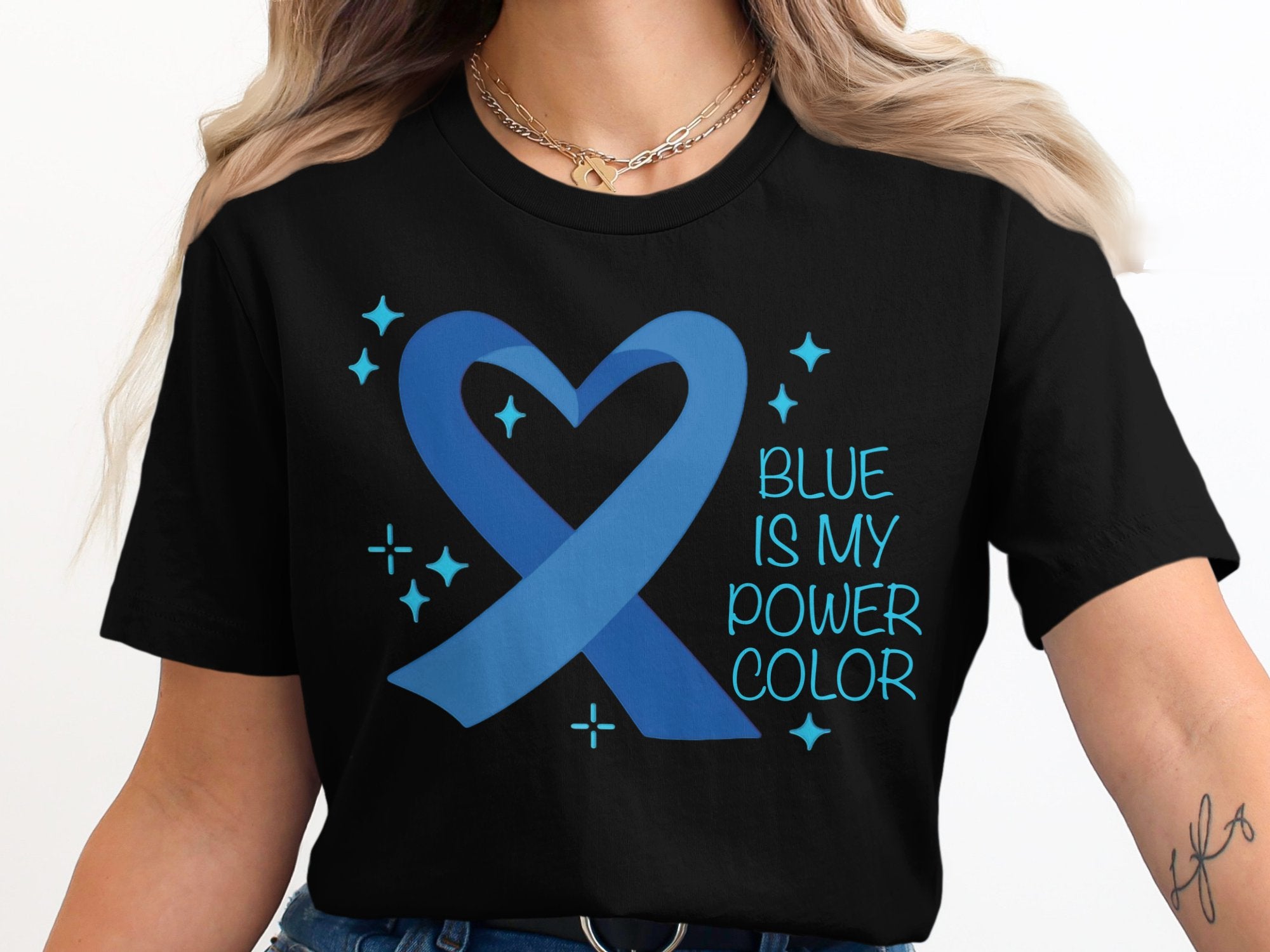 Empowering Blue Ribbon Heart Tee product