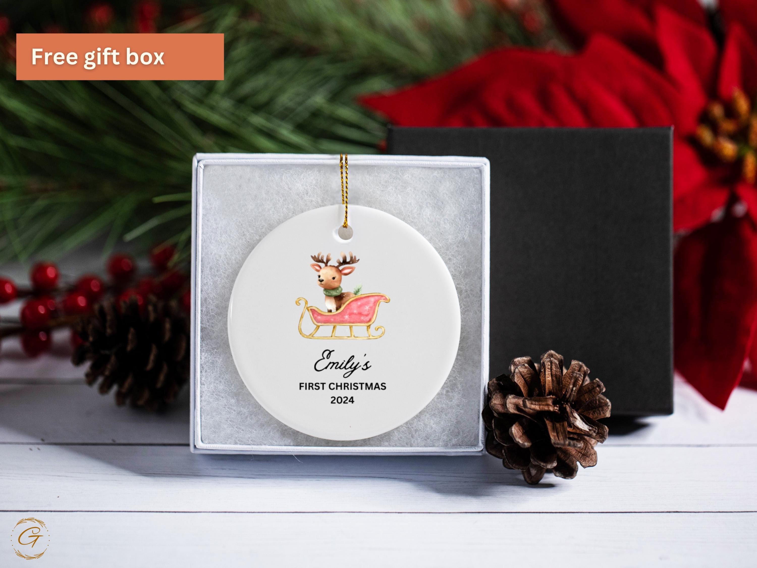 Custom Baby First Christmas Ornament 2024, Personalized Reindeer Christmas Ornament, Custom Baby Christmas Keepsake, Holiday Decoration Gift
