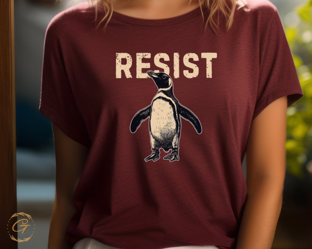 Resist Penguin Graphic Design Tee Shirt product