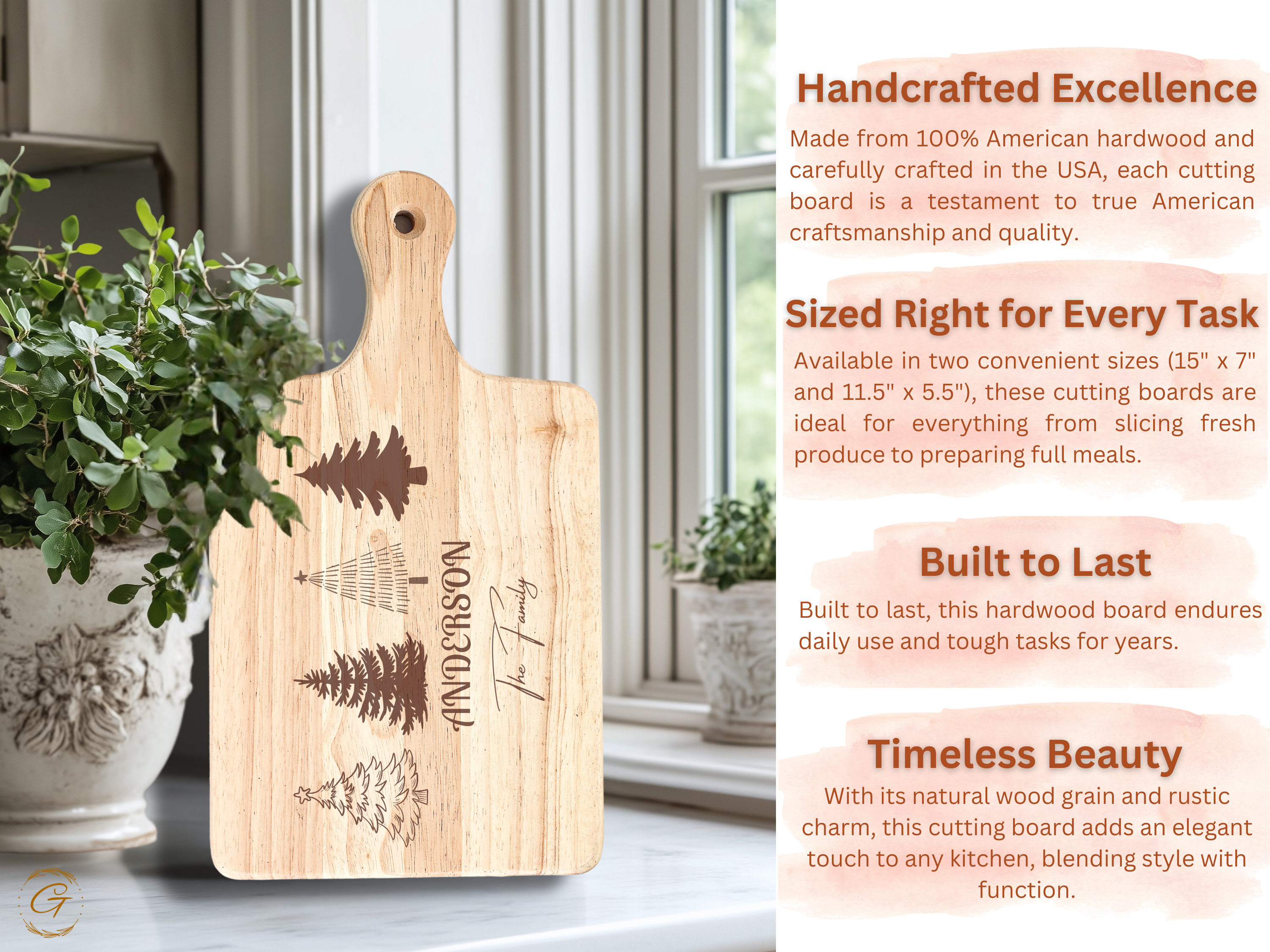 Personalized Christmas Tree Cutting Board with Family Names
