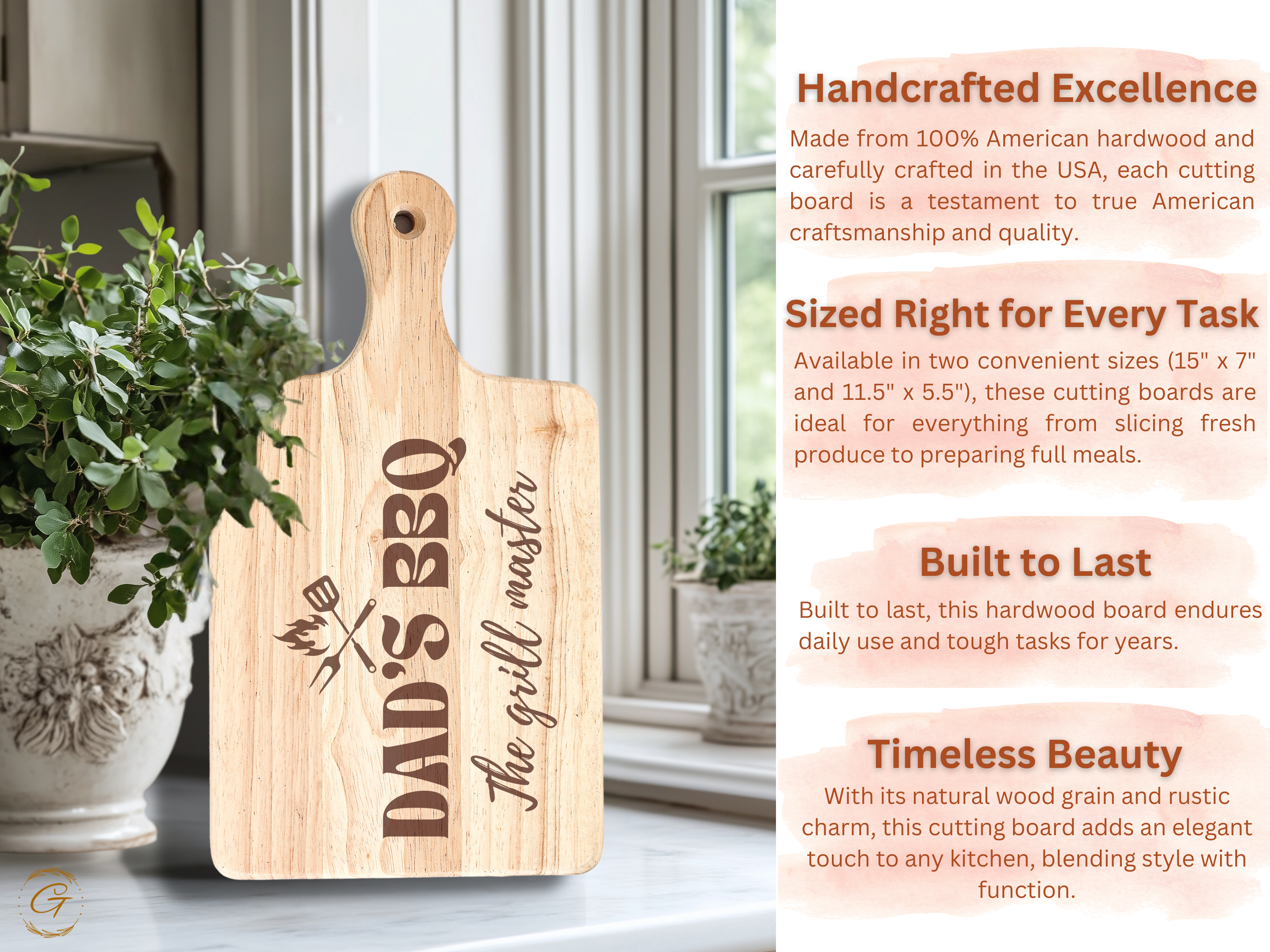 Dad's BBQ The Grill Master Hardwood Cutting Board