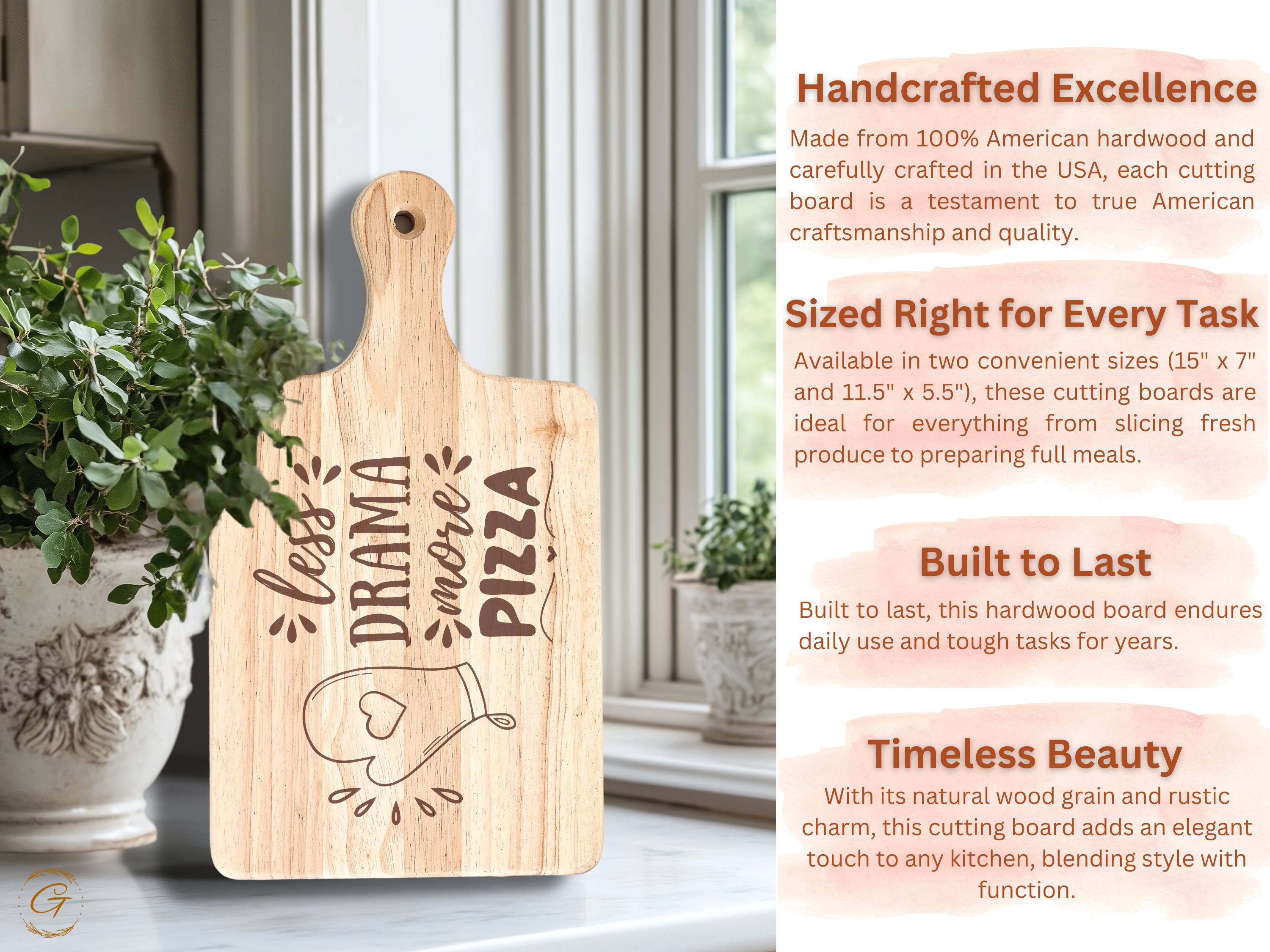 Less Drama More Pizza Cutting Board