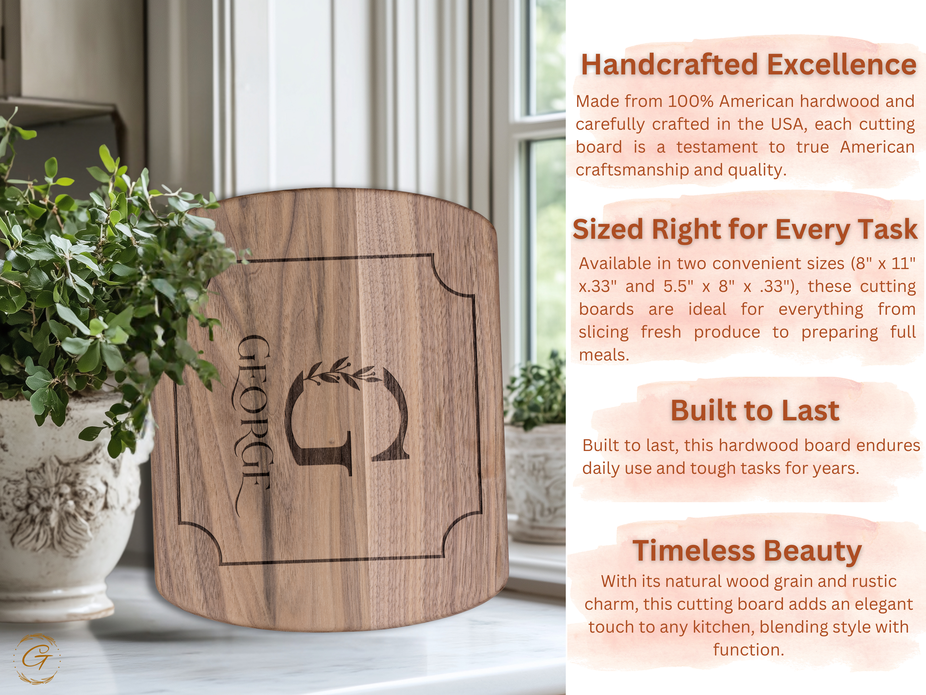 Personalized Hardwood Oval Cutting Board with Custom Name