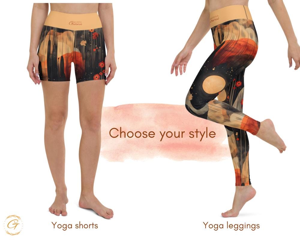Quantum Nature AOP Yoga Leggings and Shorts, Stylish Women’s Activewear, Comfortable High-Stretch Perfect for Yoga Fitness and Everyday Wear