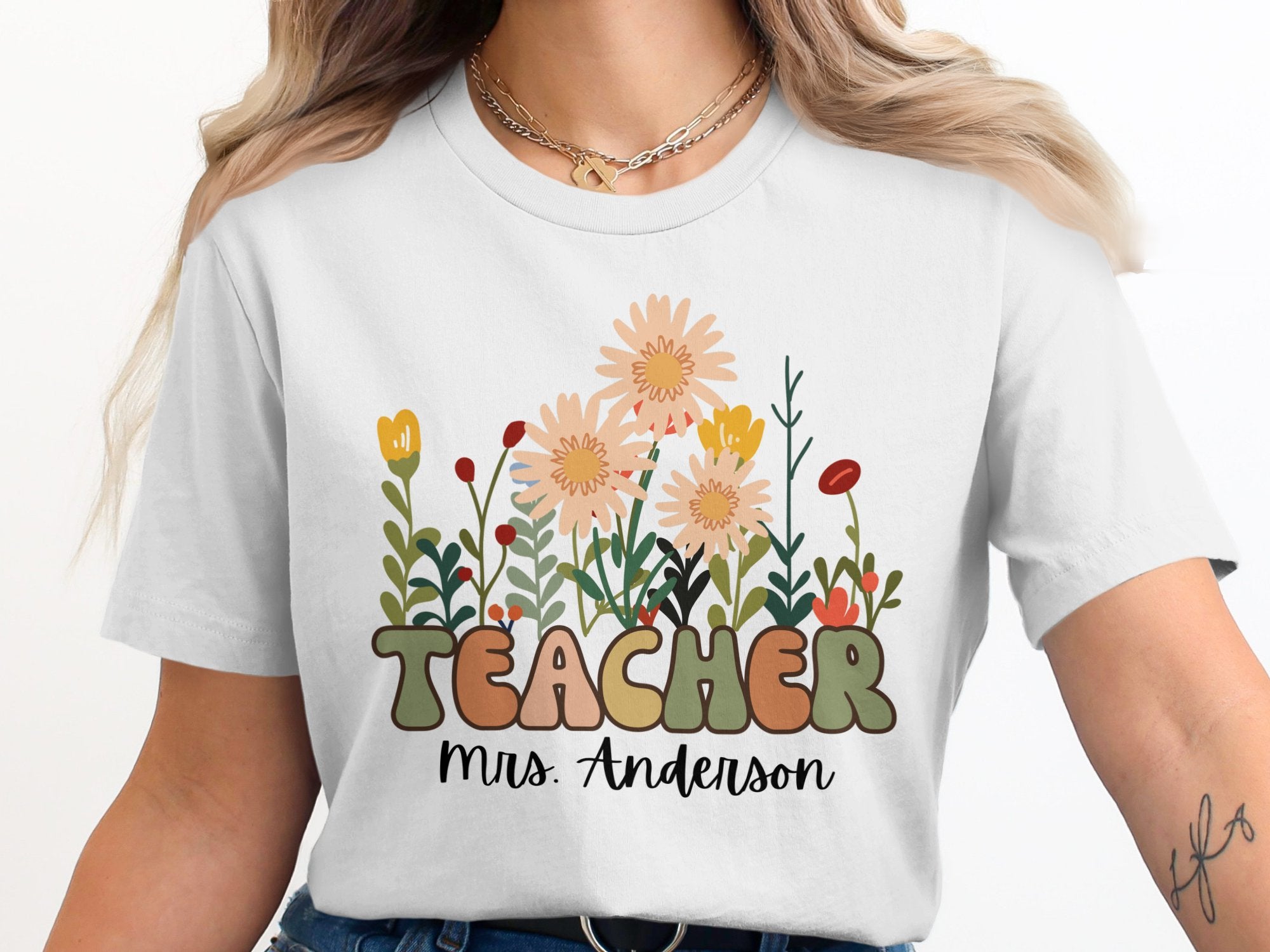 Teacher Flower Graphic Printed T-shirt product