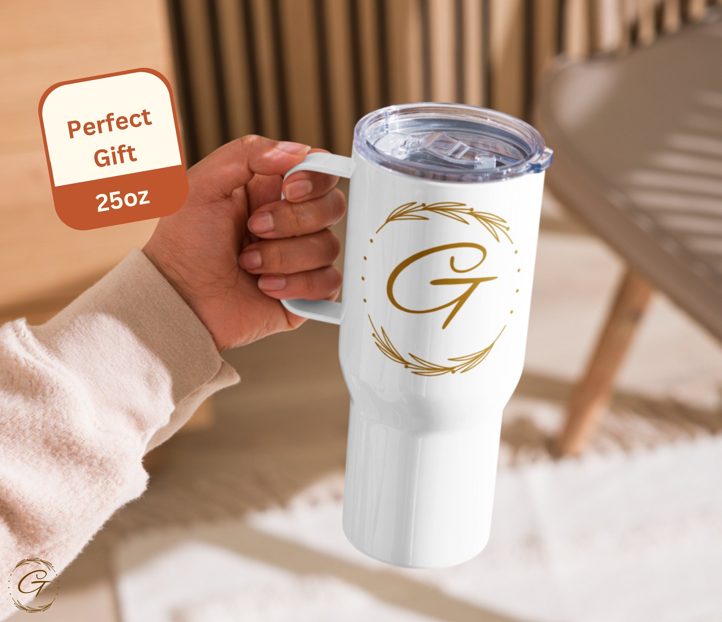 Personalized 25oz Travel Mug with Handle
