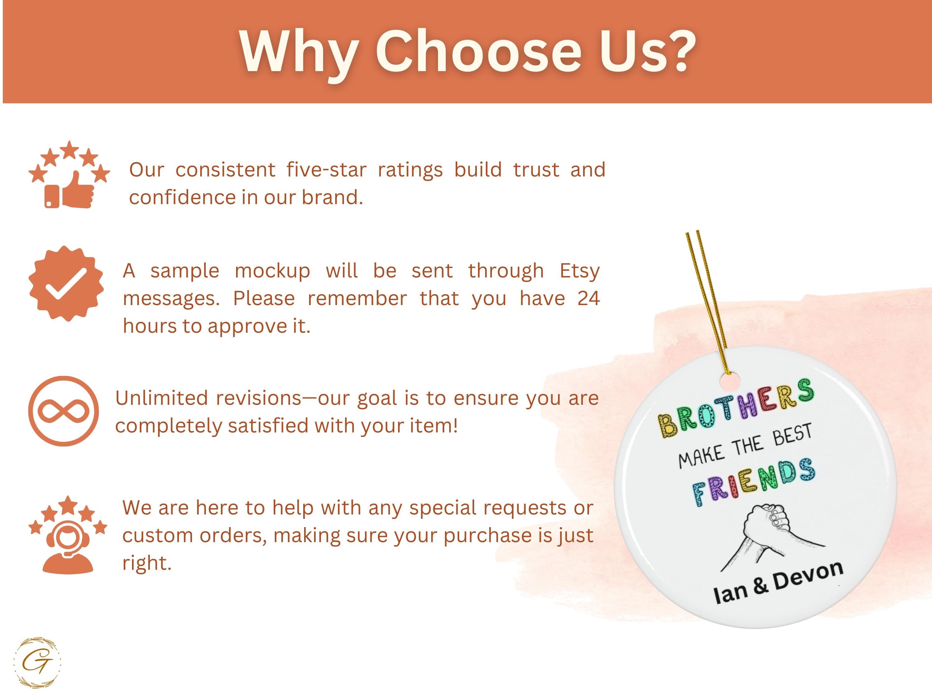Brotherhood Best Friends Ornament, Handmade Ornament Brothers Gifts, Friendship Ornaments, Unique Keepsake, Sibling Love Decor, Best Friends