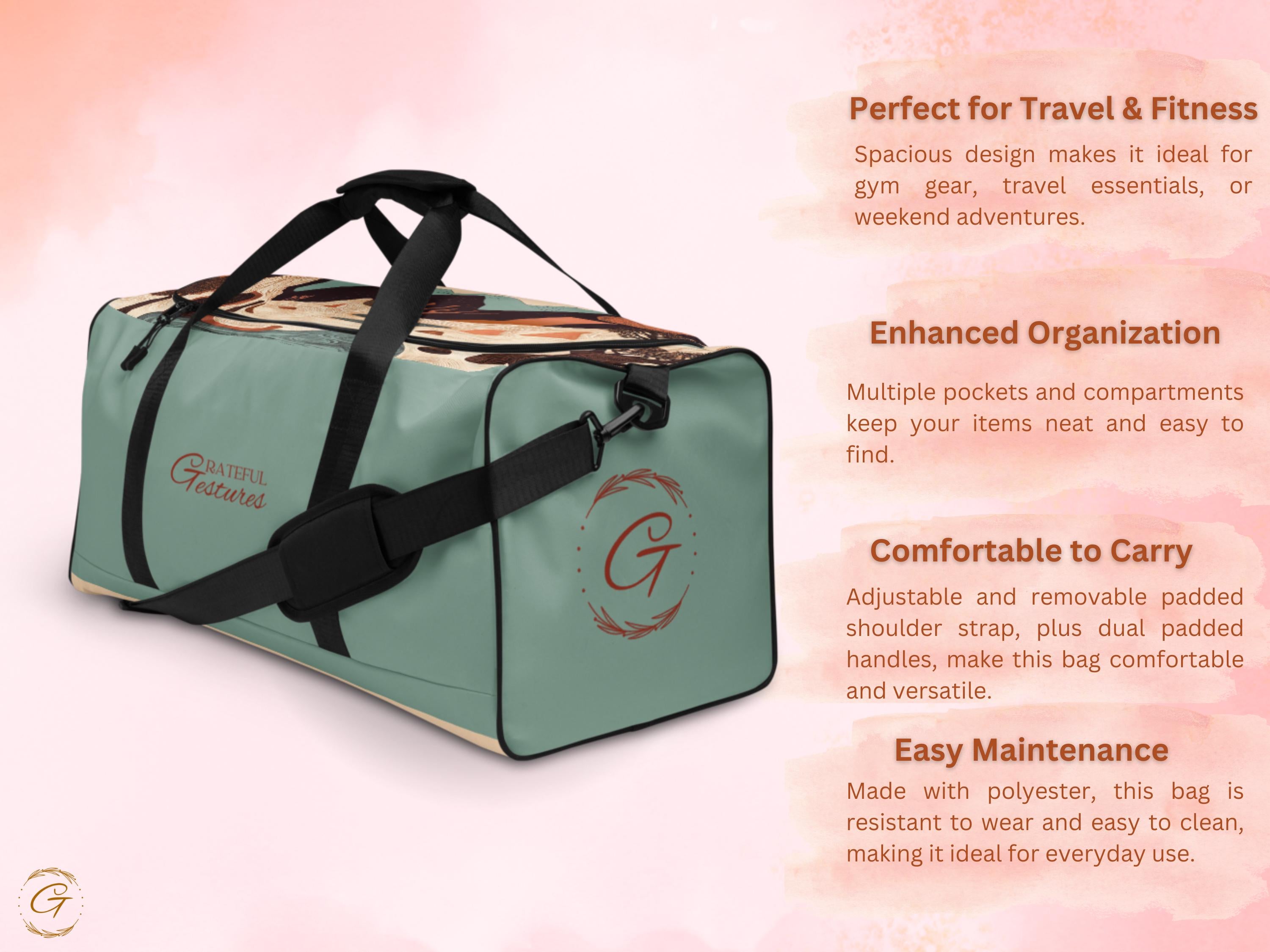 Abstract Mountain AOP Duffel Bag - Stylish Floral Gym Bags, Travel, Sports, or Weekend Bags - Durable, Lightweight, Spacious, Trendy Designs