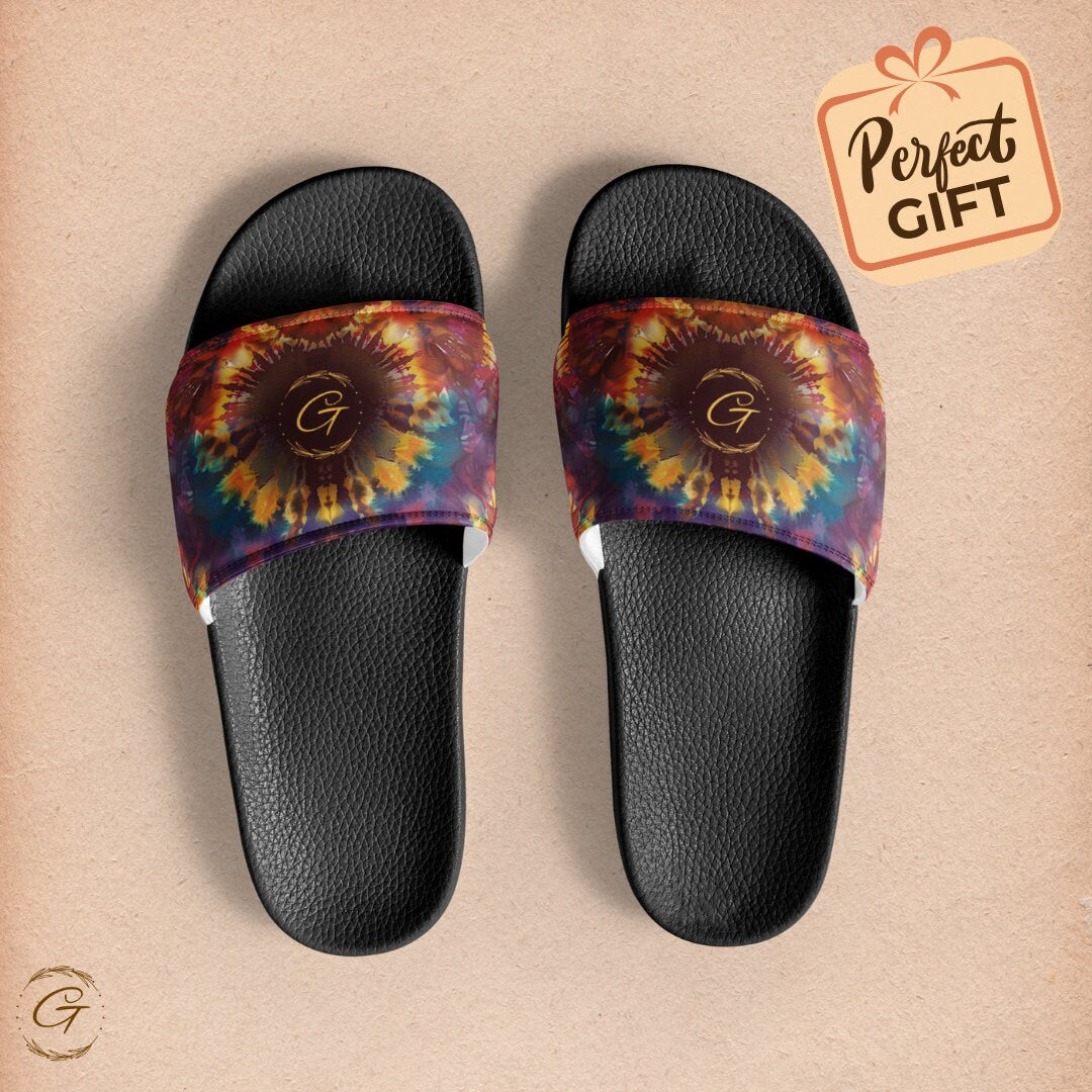 Colorful Tie Die Design Men's Slides