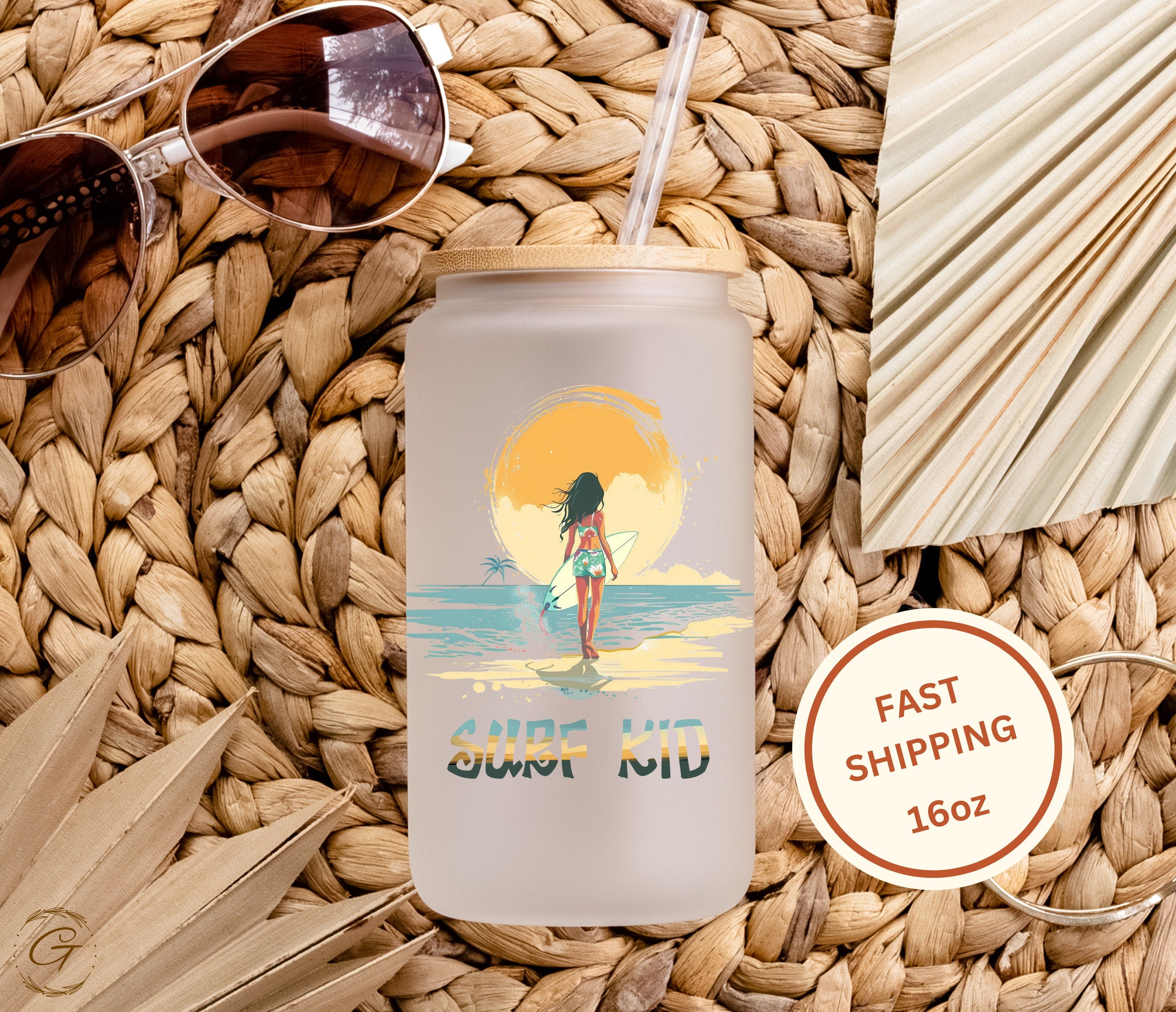 Surf Kid Frosted Glass Cup