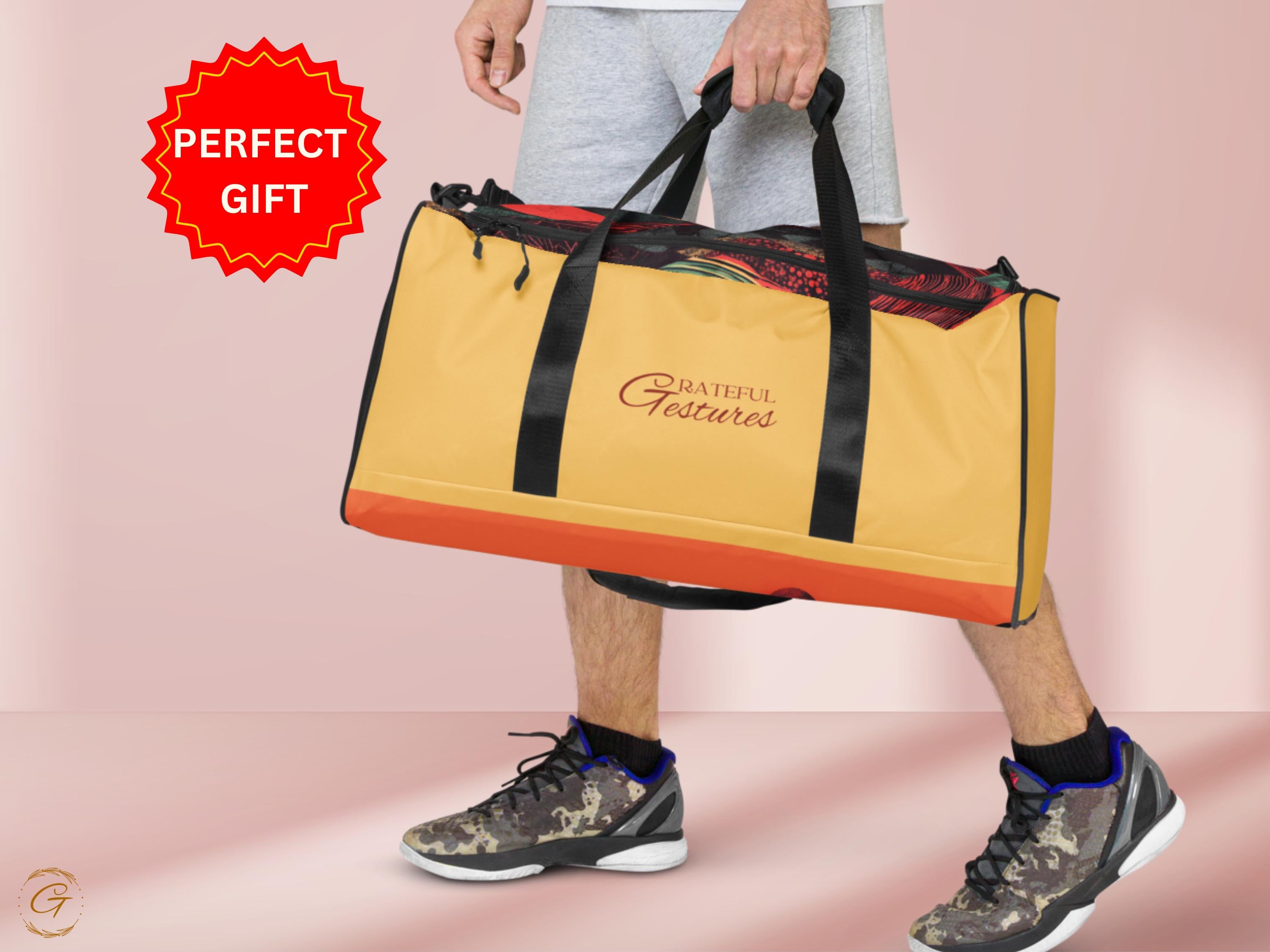 Custom AOP Mountain Abstract Duffle Bag - Durable Travel Tote, Personalized Gym Bag, Stylish Carry-On for Hikers, Outdoor Adventure Gear Bag