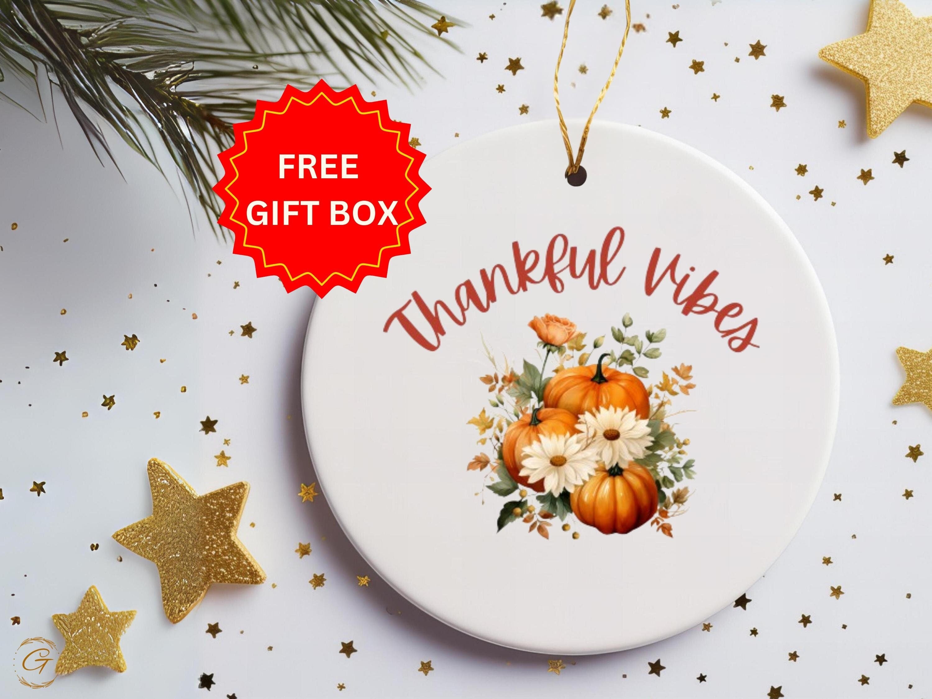Thankful Vibes Pumpkin Fall Autumn Ornaments, Seasonal Holiday Keepsakes Decors, Thanksgiving Harvest Home Accents, Ideal Thanksgiving Gifts