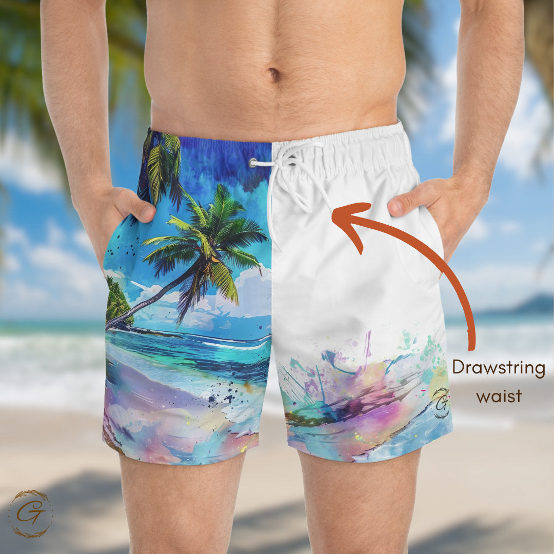 Colorful Tropical Beach Swim Shorts