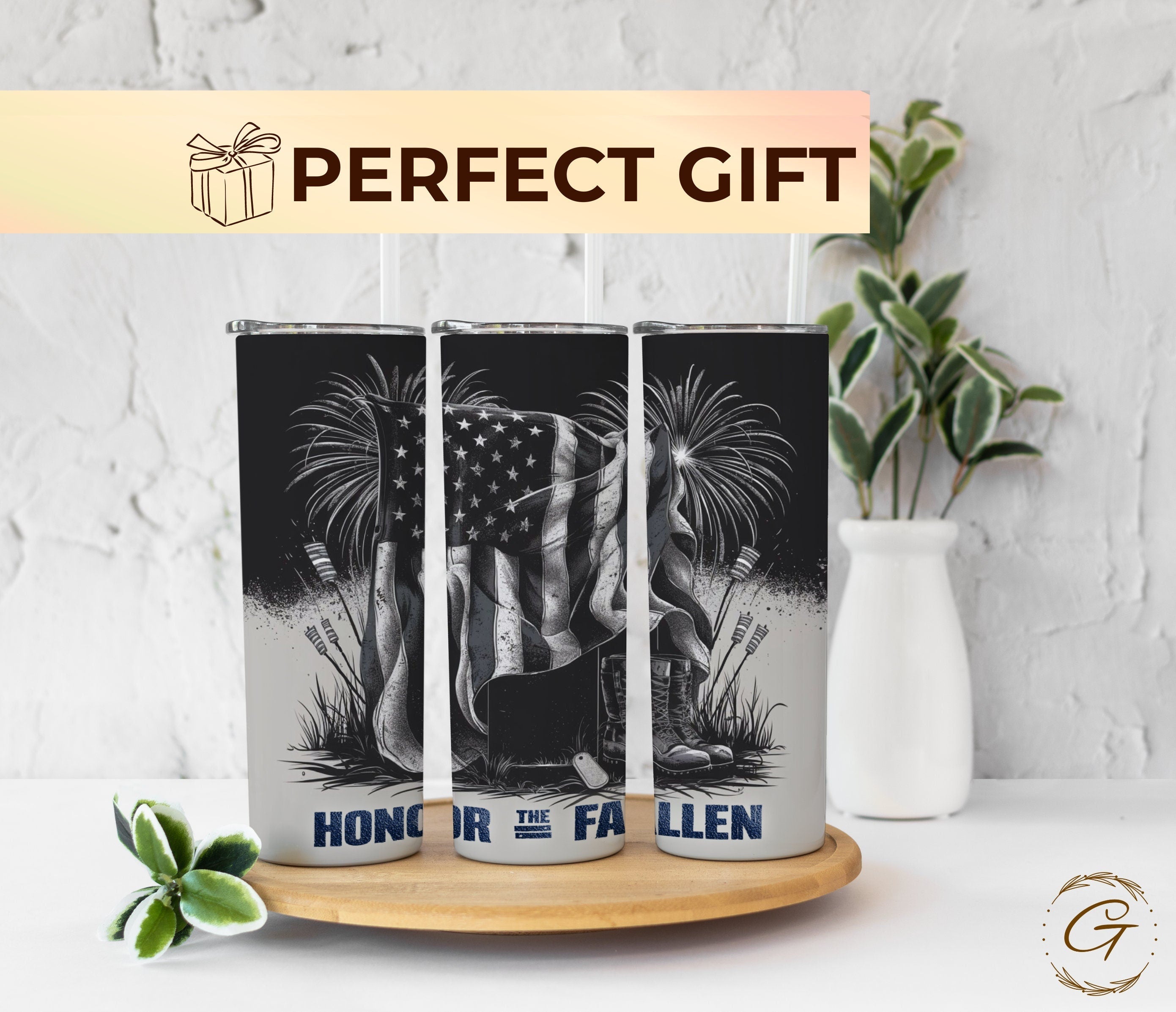 Memorial Day Tumbler 'Honor the Fallen' 20oz Skinny Cup