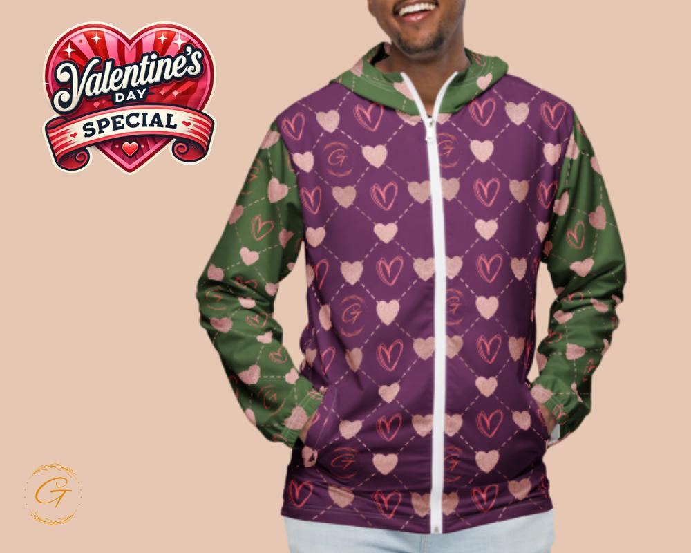Men’s Windbreaker G Hearts Stylish Zip-Up Jacket