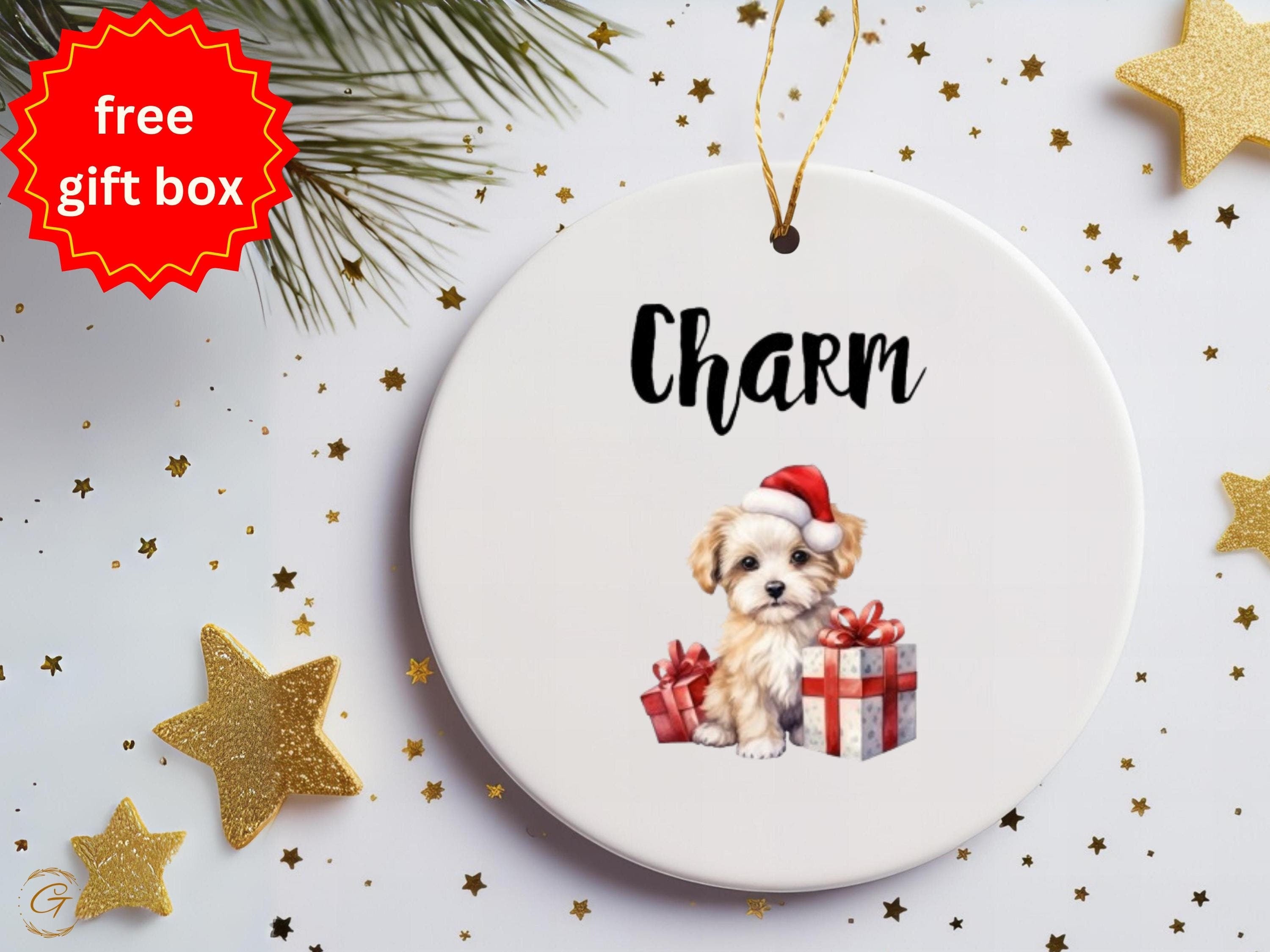 Personalized Christmas Puppy Ornament, Cute Puppy with Santa Hat, Holiday Gift Ornament, Decorative Puppy Ornaments, Festive Puppy Keepsakes