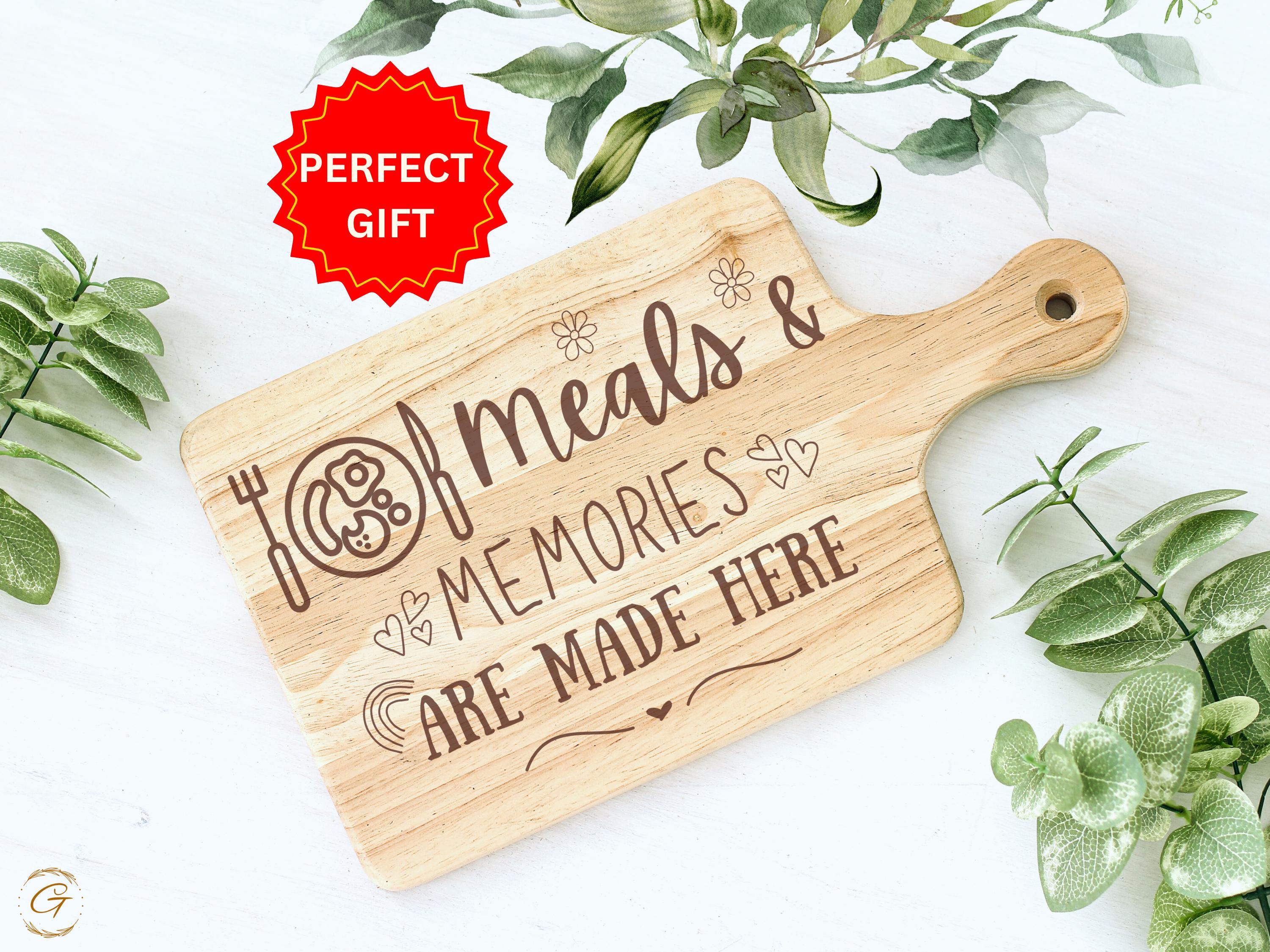 Meals & Memories Hardwood Cutting Board | Engraved Kitchen Gift