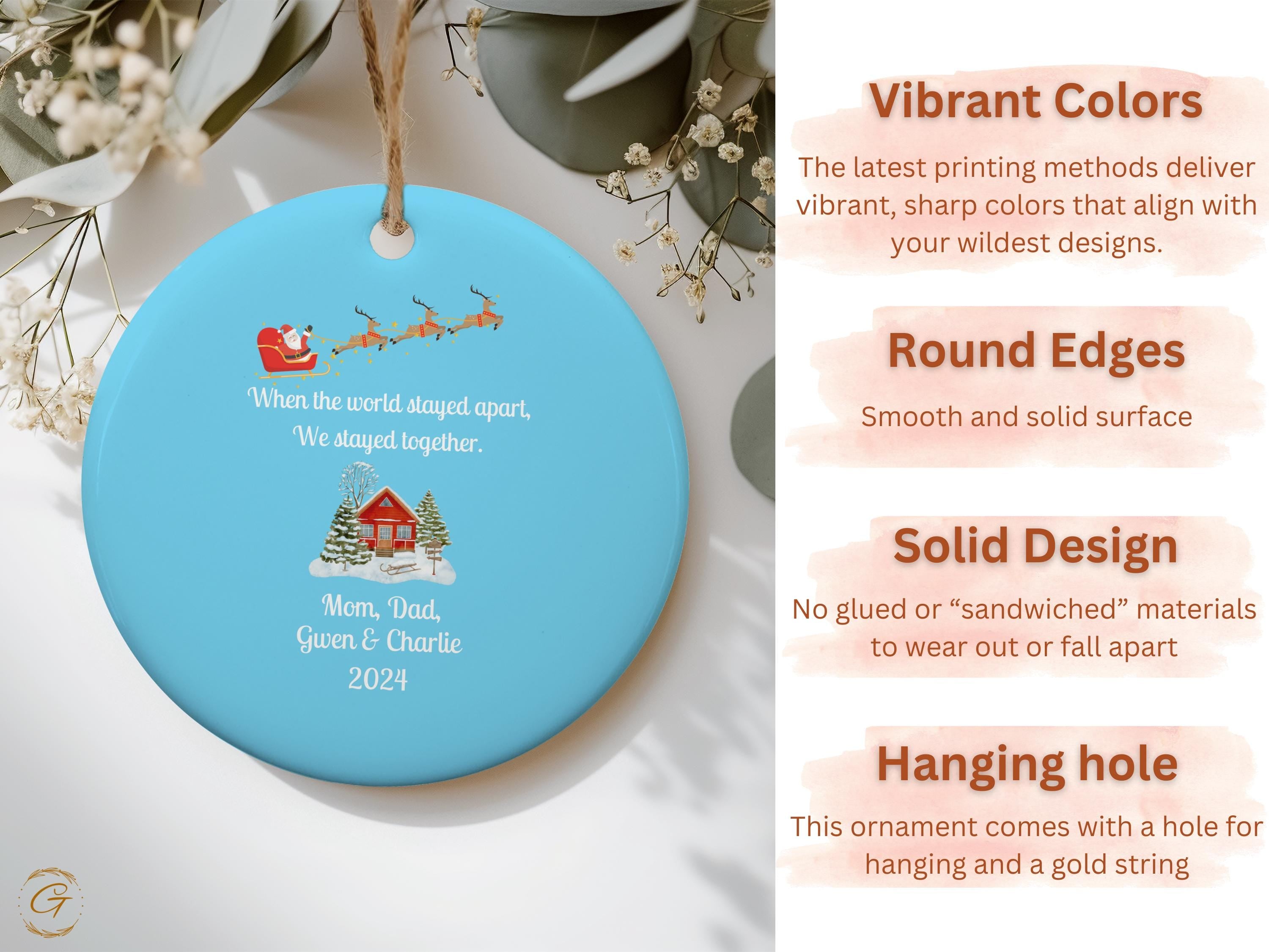 Personalized Family Christmas Ornament 2024, Santa Sleigh Holiday Decoration, Customizable Keepsake with Fam Names, Unique Gift for Holidays