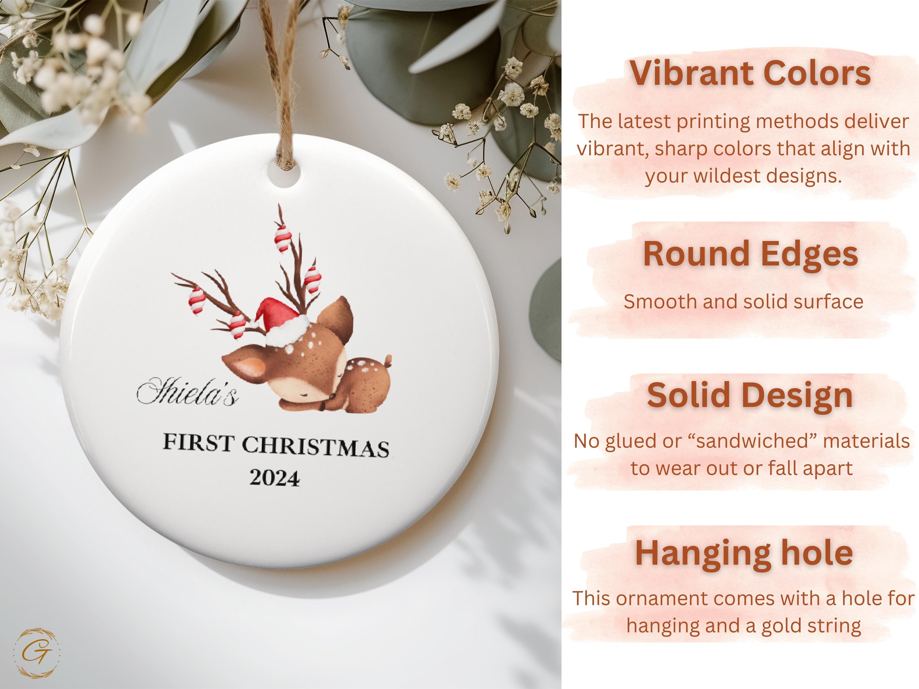 Personalized Reindeer Ornaments, First Christmas 2024, Personalized Deer Christmas Ornaments, Adorable Baby Reindeer Keepsake, Holiday Gifts