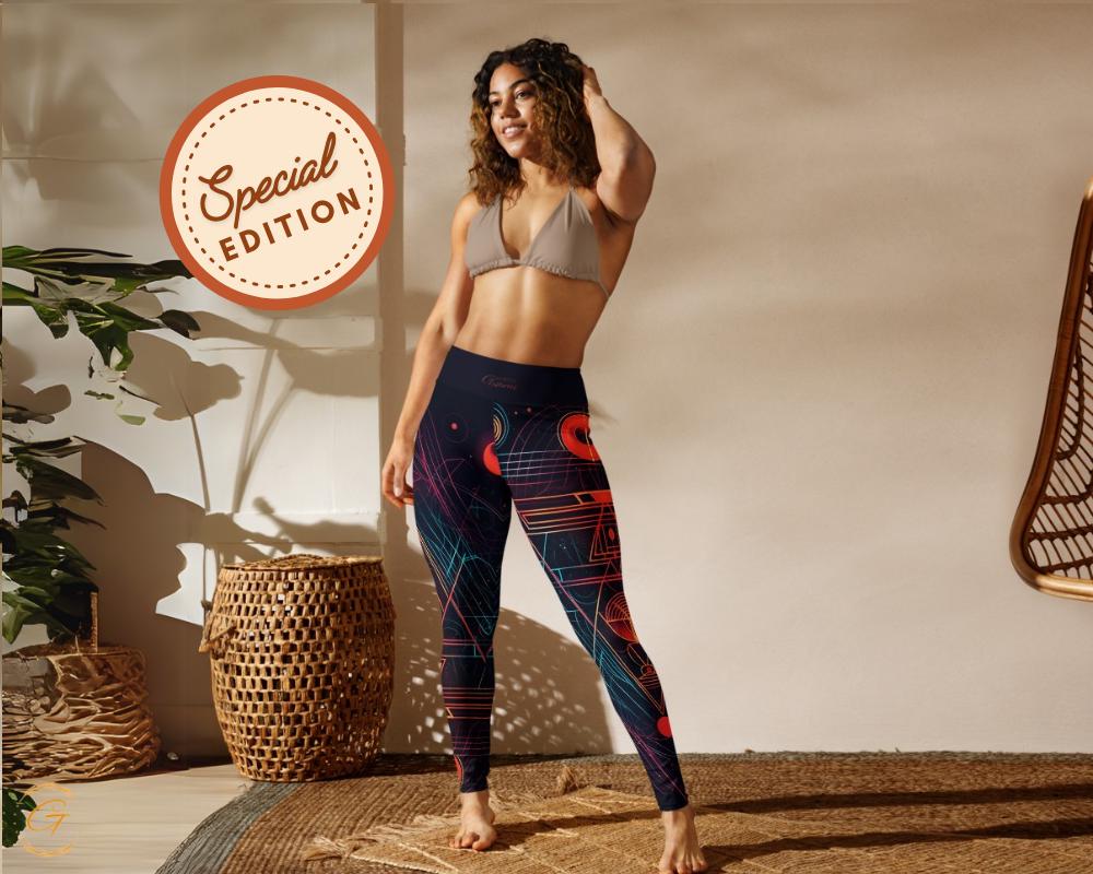 AOP Retro Sci-Fi Yoga Leggings and Shorts | High-Waisted Activewear for Women | Futuristic Workout Pants | Galaxy Compression Tights Shorts