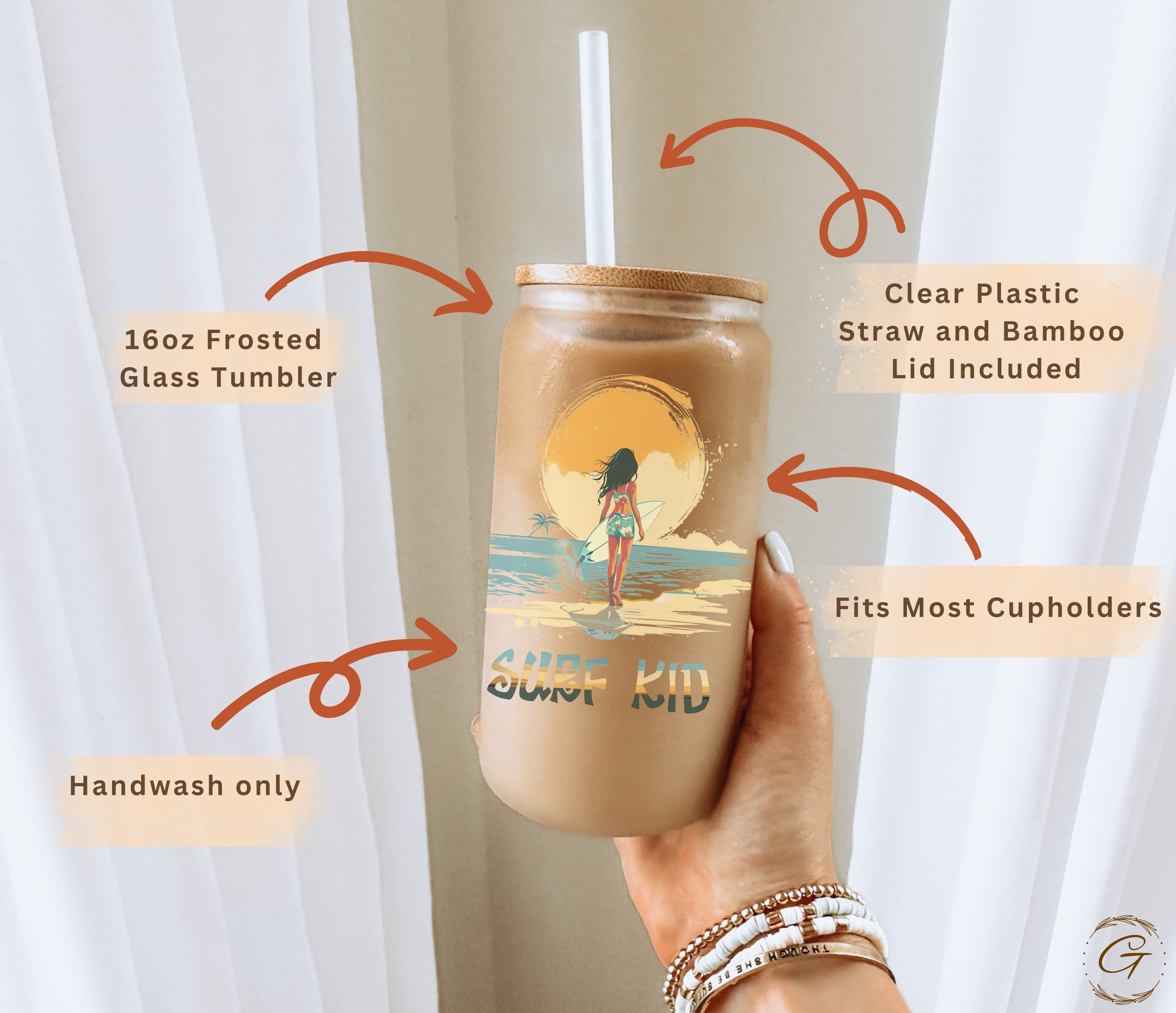 Surf Kid Frosted Glass Cup