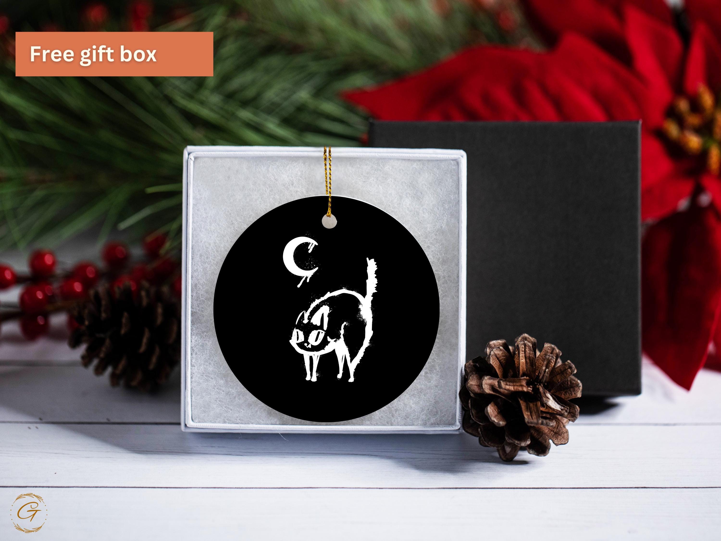 Black Cat Moon Spooky Ornament, Halloween Cat Home Decor, Witchy Cat Art, Gothic Moon Decoration, Spooky Home Accessories, Ideal Spooky Gift