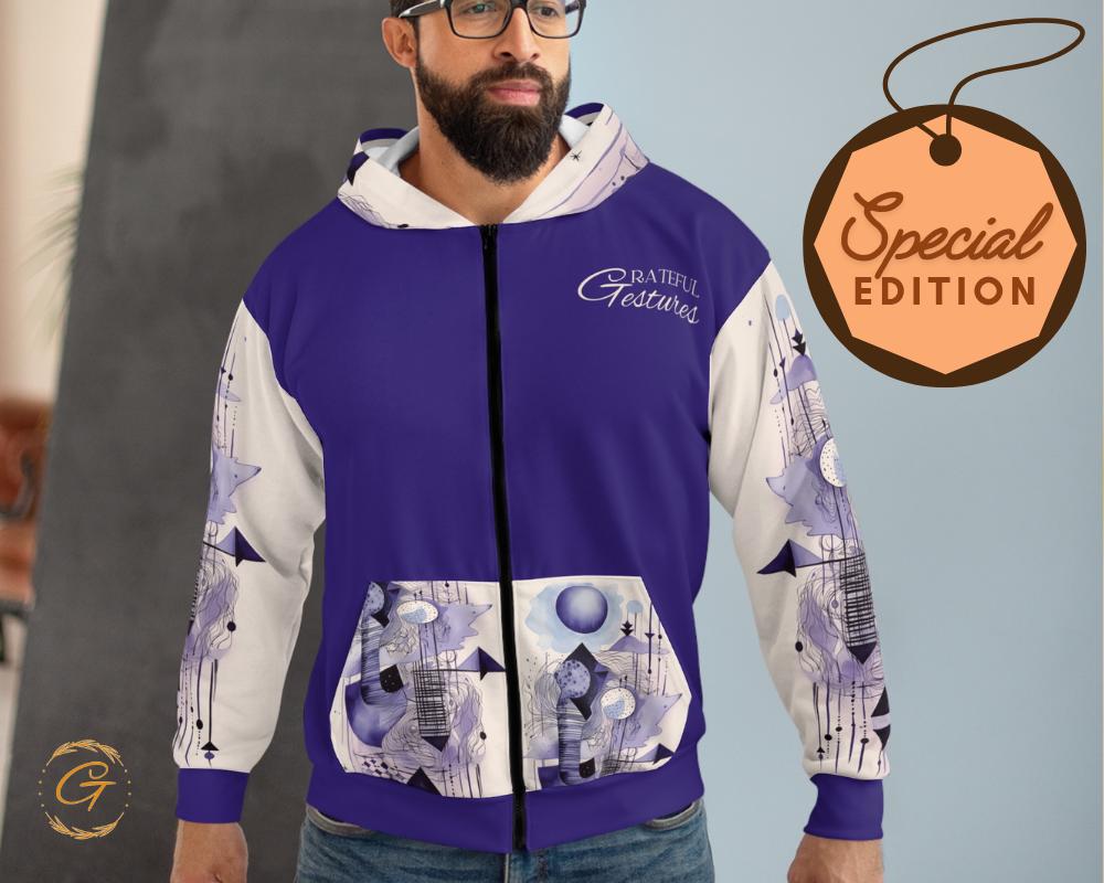 Quantum Pastel Purple Color Design Unisex Zip Hoodie All-Over Print