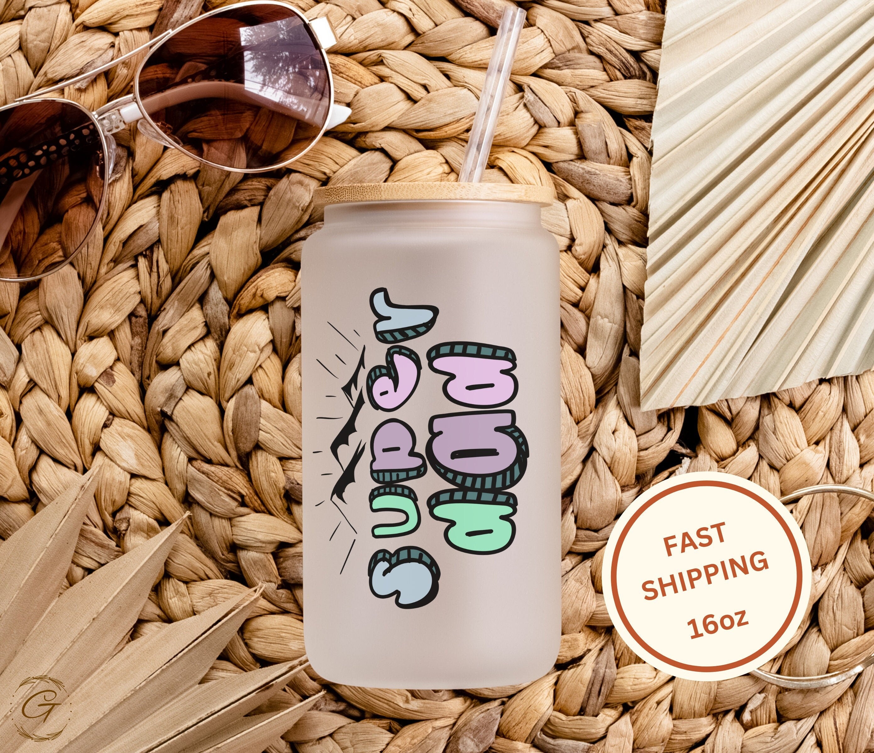 Super Daddy Personalized Frosted Glass 16oz Cup - Daily Use Father's Day