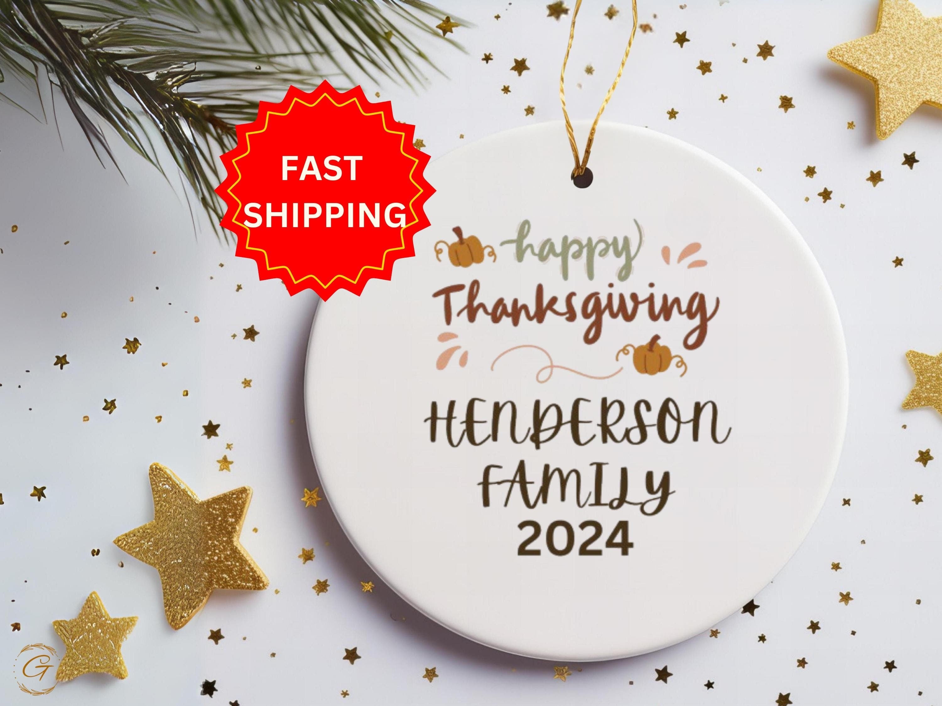 Personalized Family Thanksgiving Ornaments, Custom Thanksgiving 2024 Decoration, Thanksgiving Pumpkin Ornament, Custom Family Name Keepsakes
