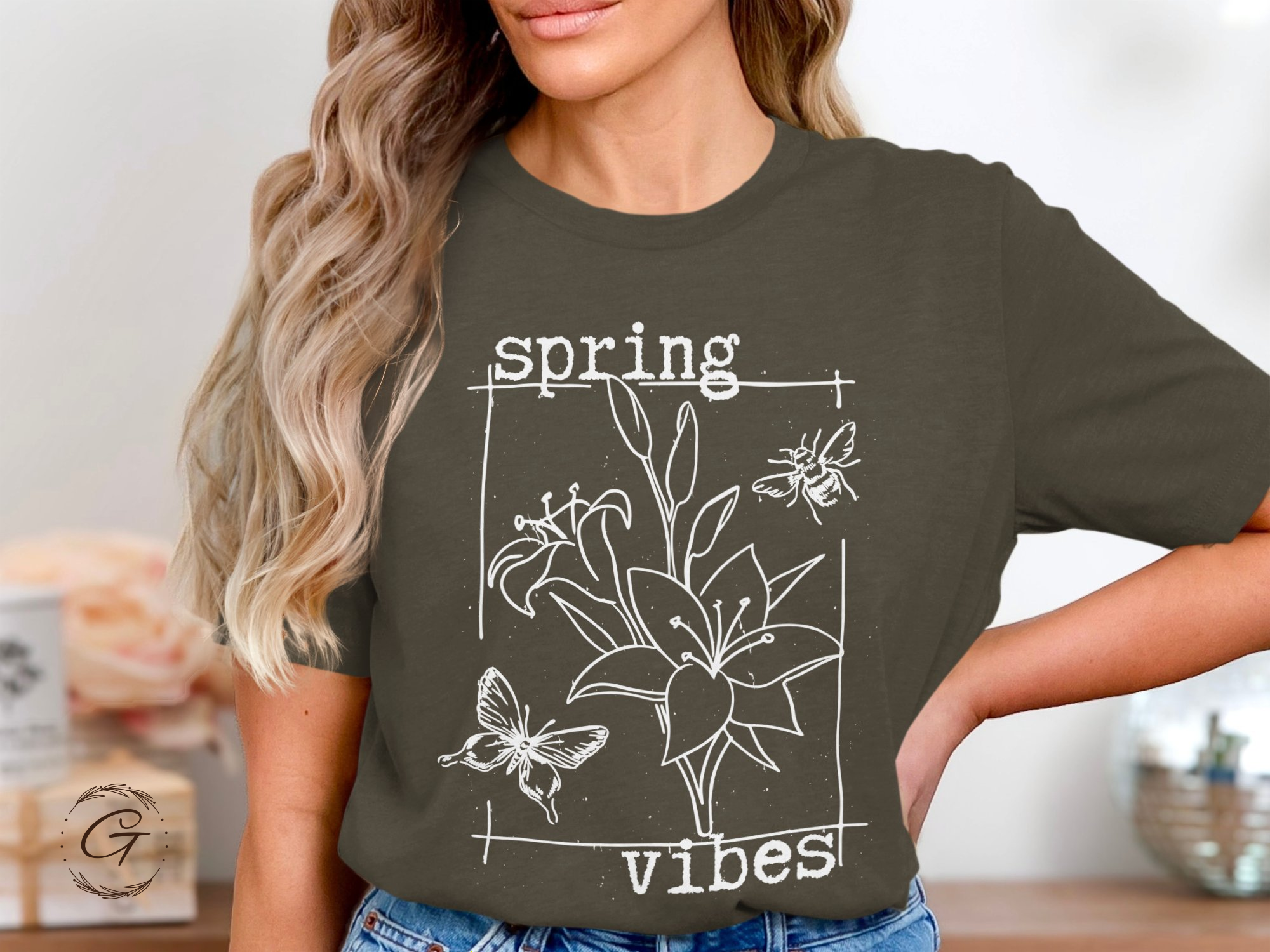 Charming floral spring vibes graphic tee product