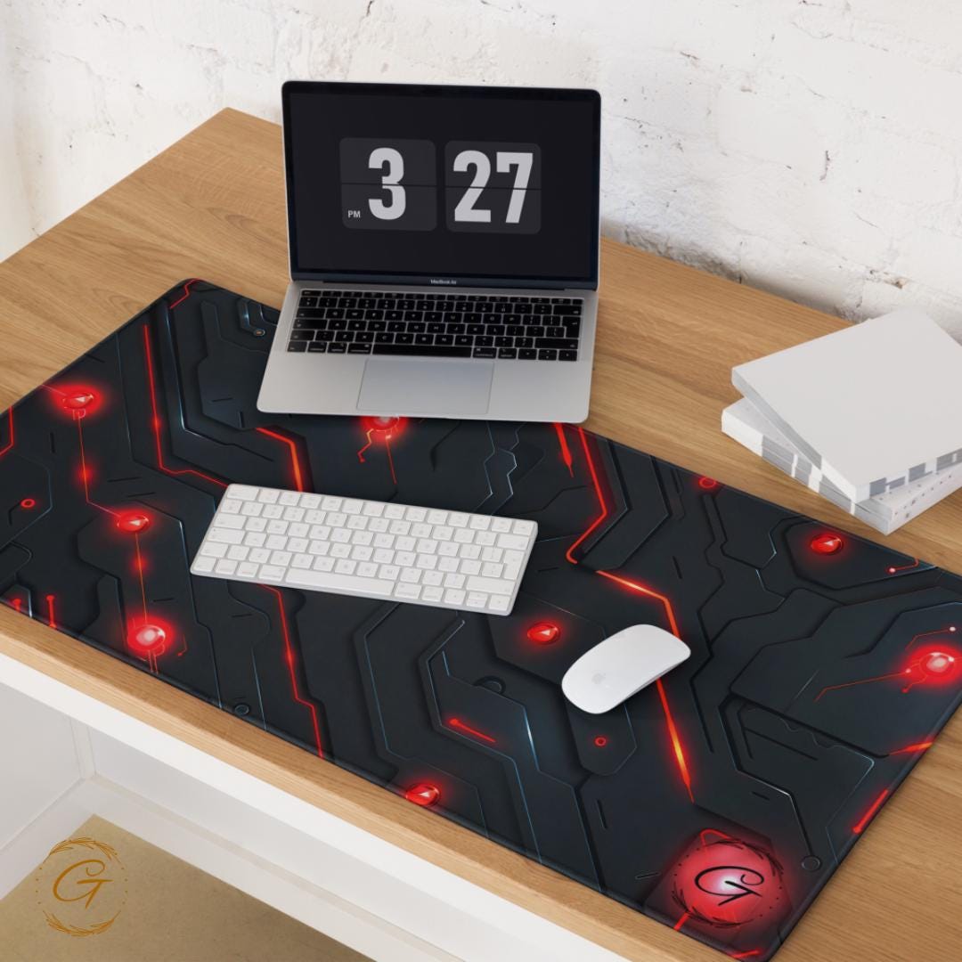 Circuit Red Color Design Gaming Mouse Pad for Gamers Non-Slip Base Large Mouse Pad for Desk Setup High-Performance Desk Mat Cool Tech Design
