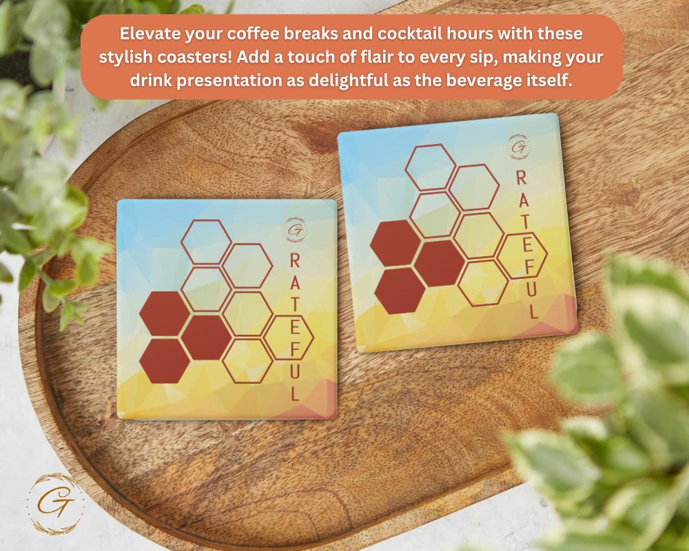 Soapstone Coaster Polygon Gvert Design with Cork Backing
