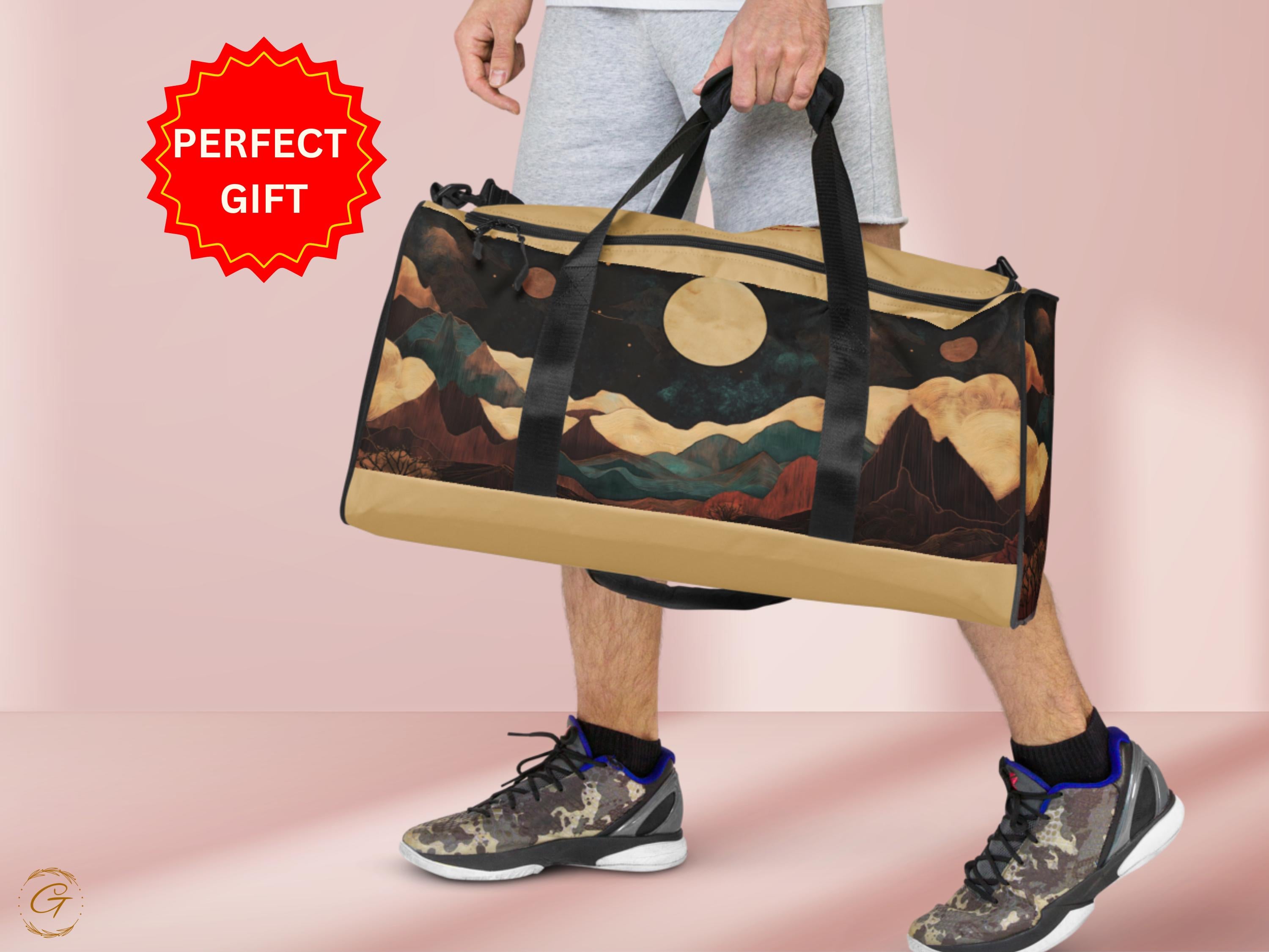 Grateful Gestures AOP Duffel Bag– Moonlit Mountain Design