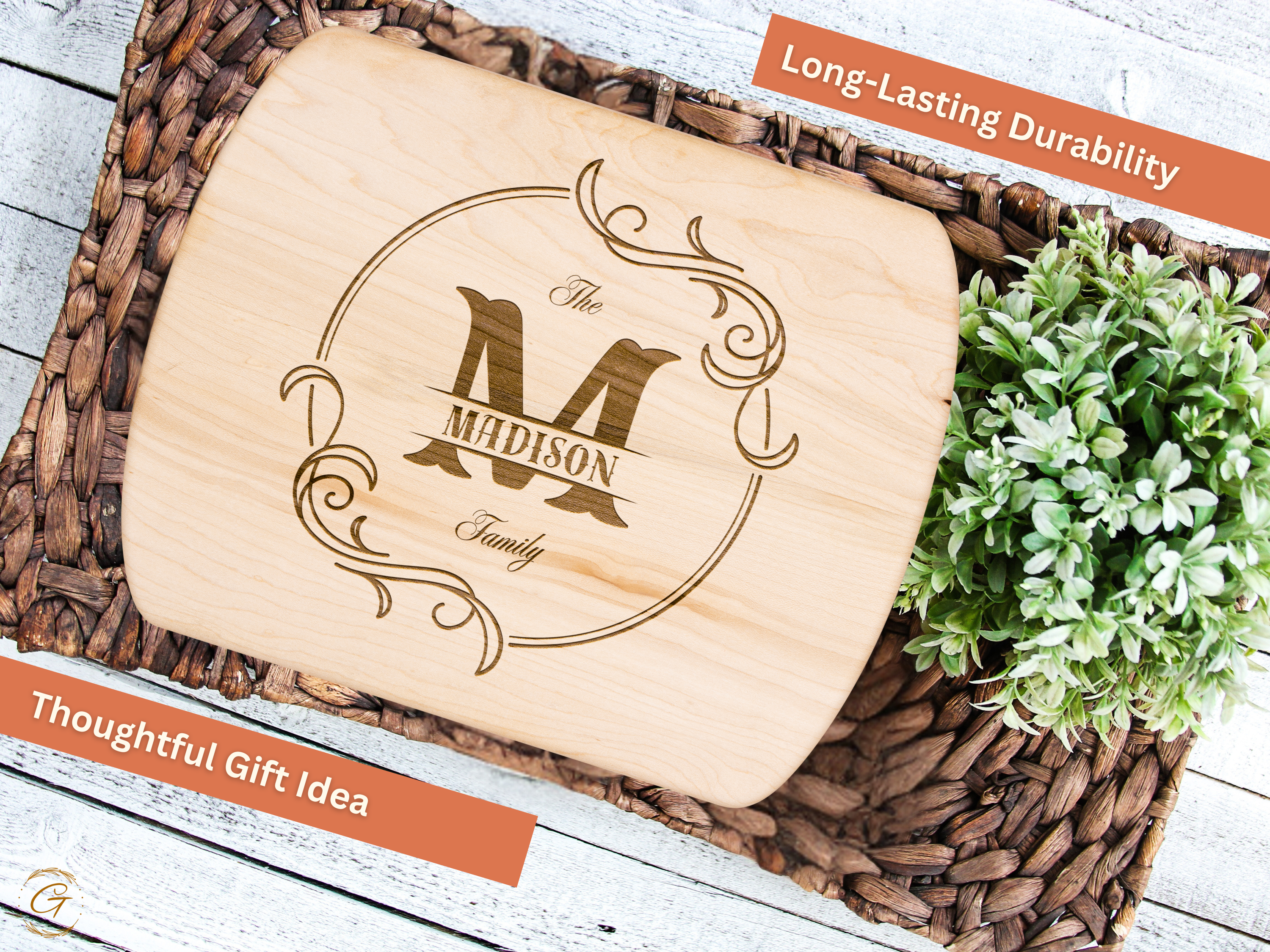 Personalize Family Name Hardwood Oval Cutting Board