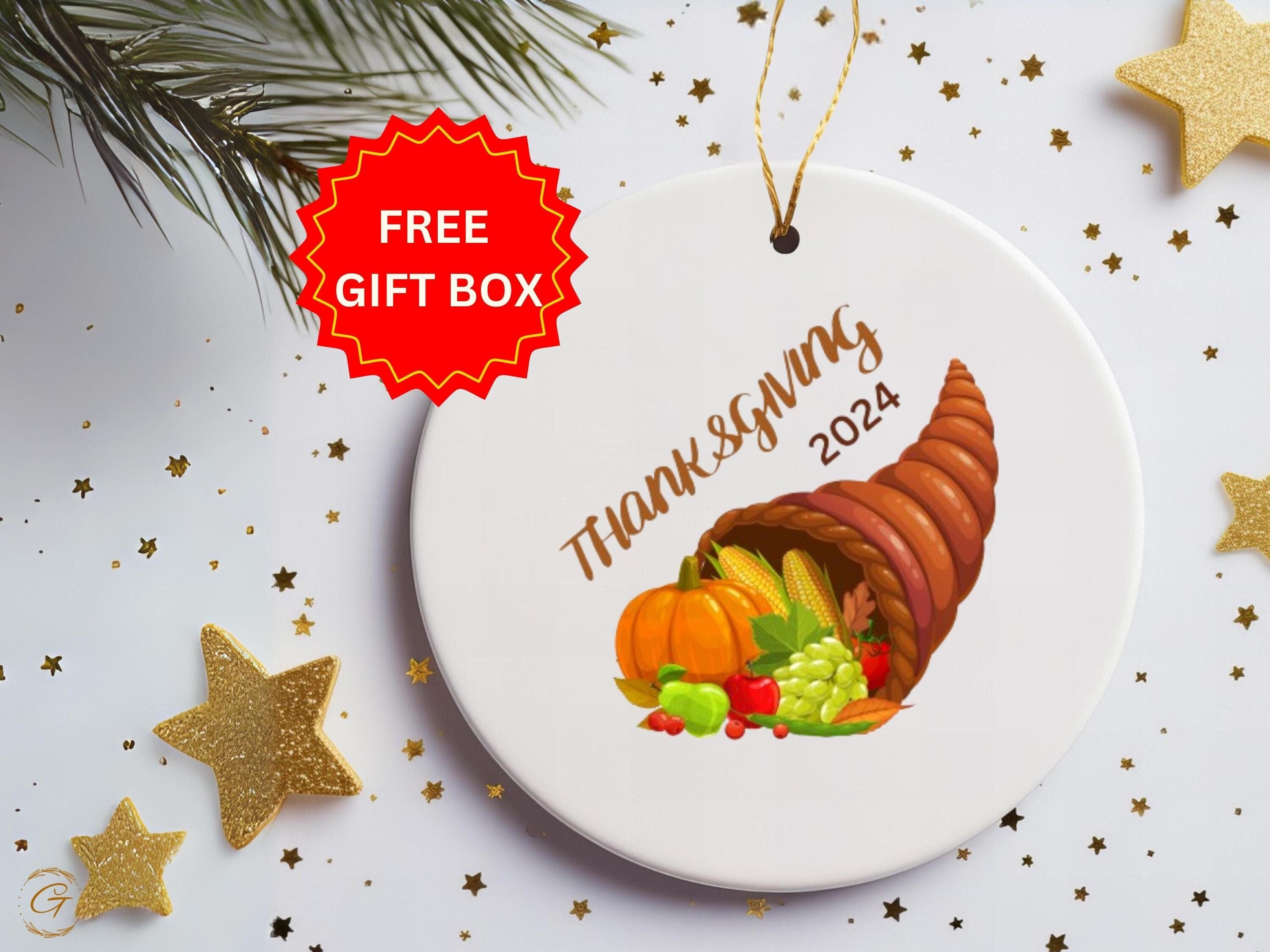 Thanksgiving 2024 Cornucopia Ornament, Fall Harvest Ornaments, Thanksgiving Christmas Tree Decor, Autumn Seasonal Keepsake Gift, Ideal Gifts